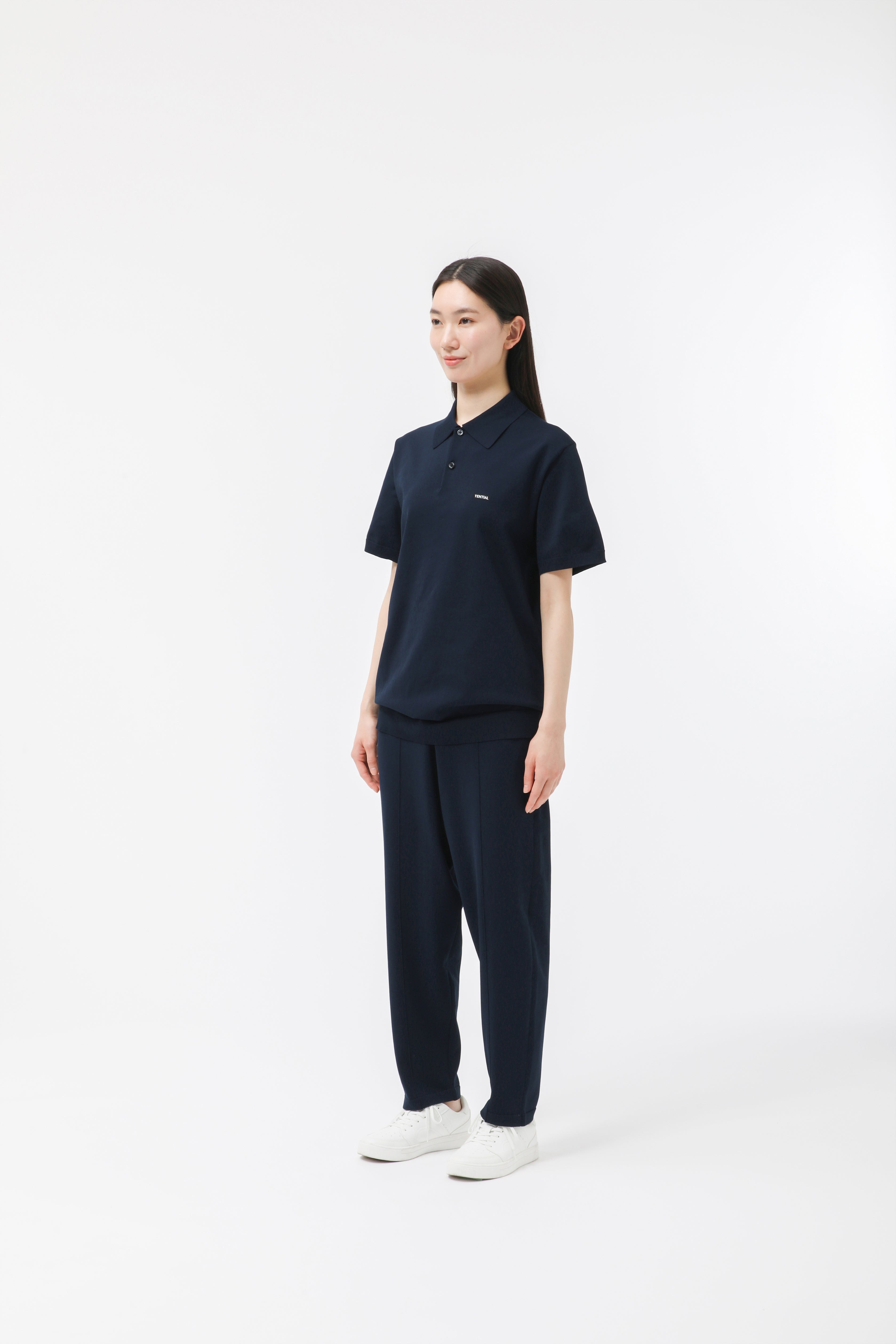 MIGARU Light Knit Short Sleeve Polo Shirt / Long Pants