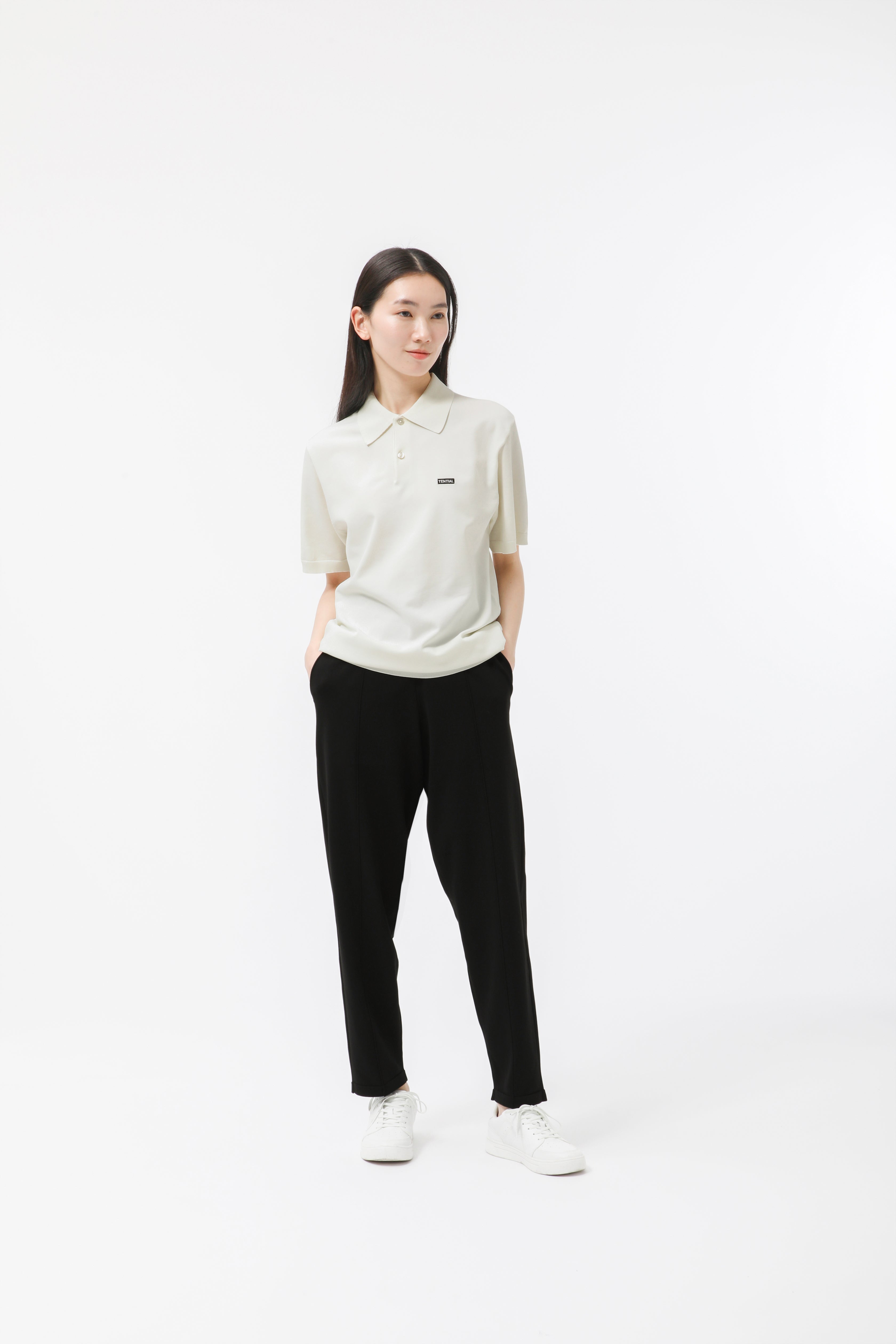 MIGARU Light Knit Short Sleeve Polo Shirt / Long Pants