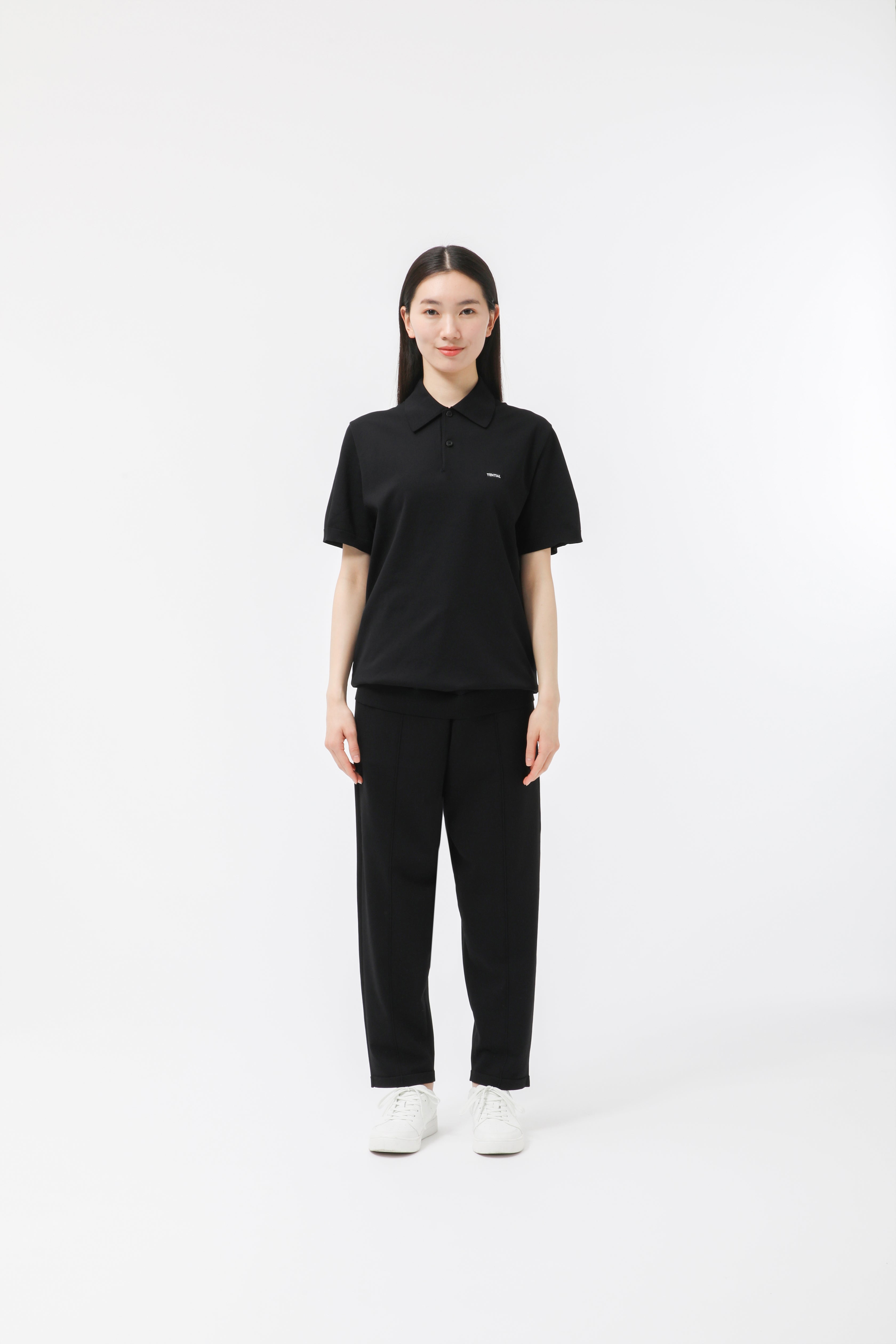 MIGARU Light Knit Short Sleeve Polo Shirt / Long Pants