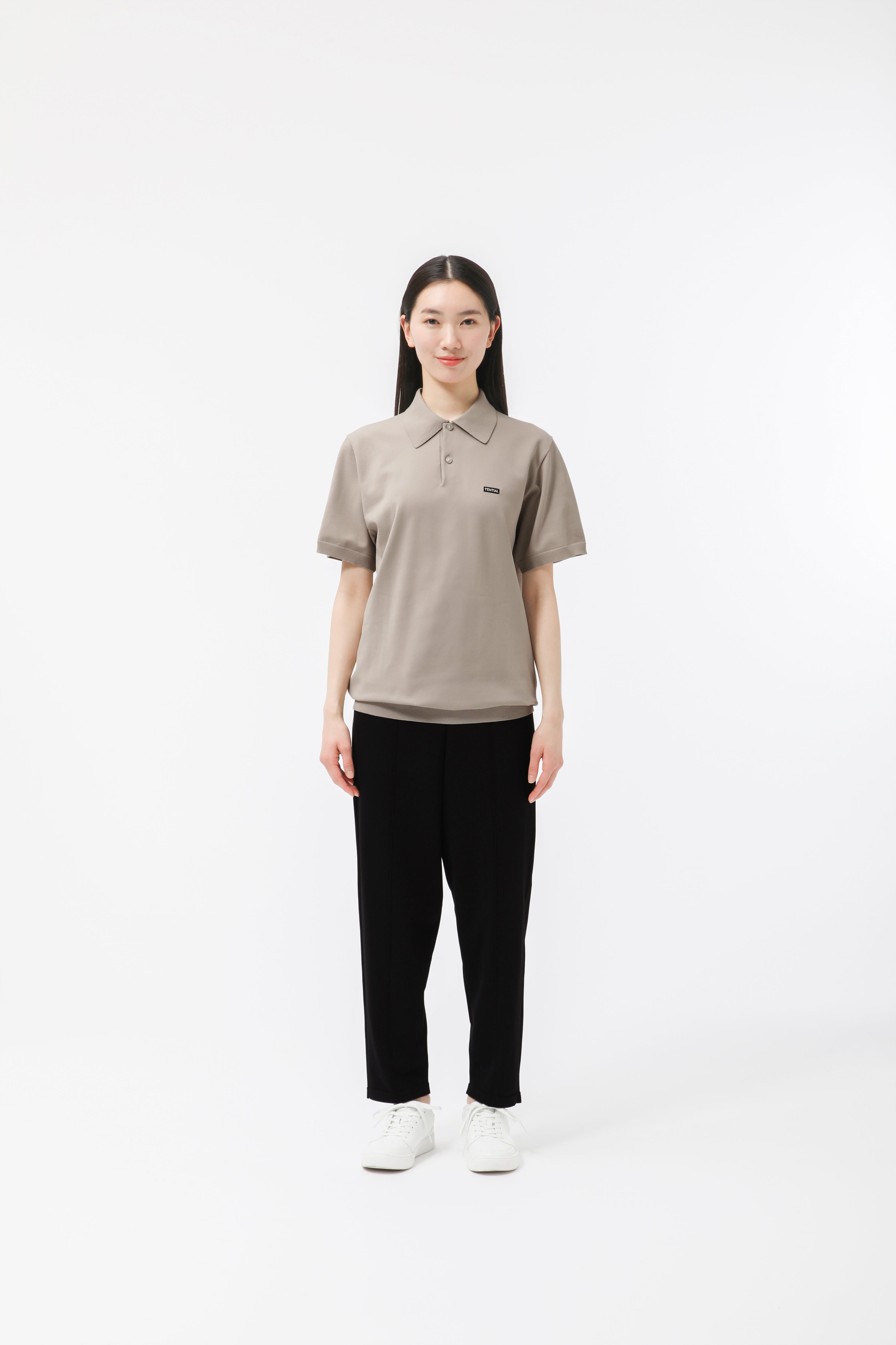 MIGARU Light Knit Short Sleeve Polo Shirt / Long Pants
