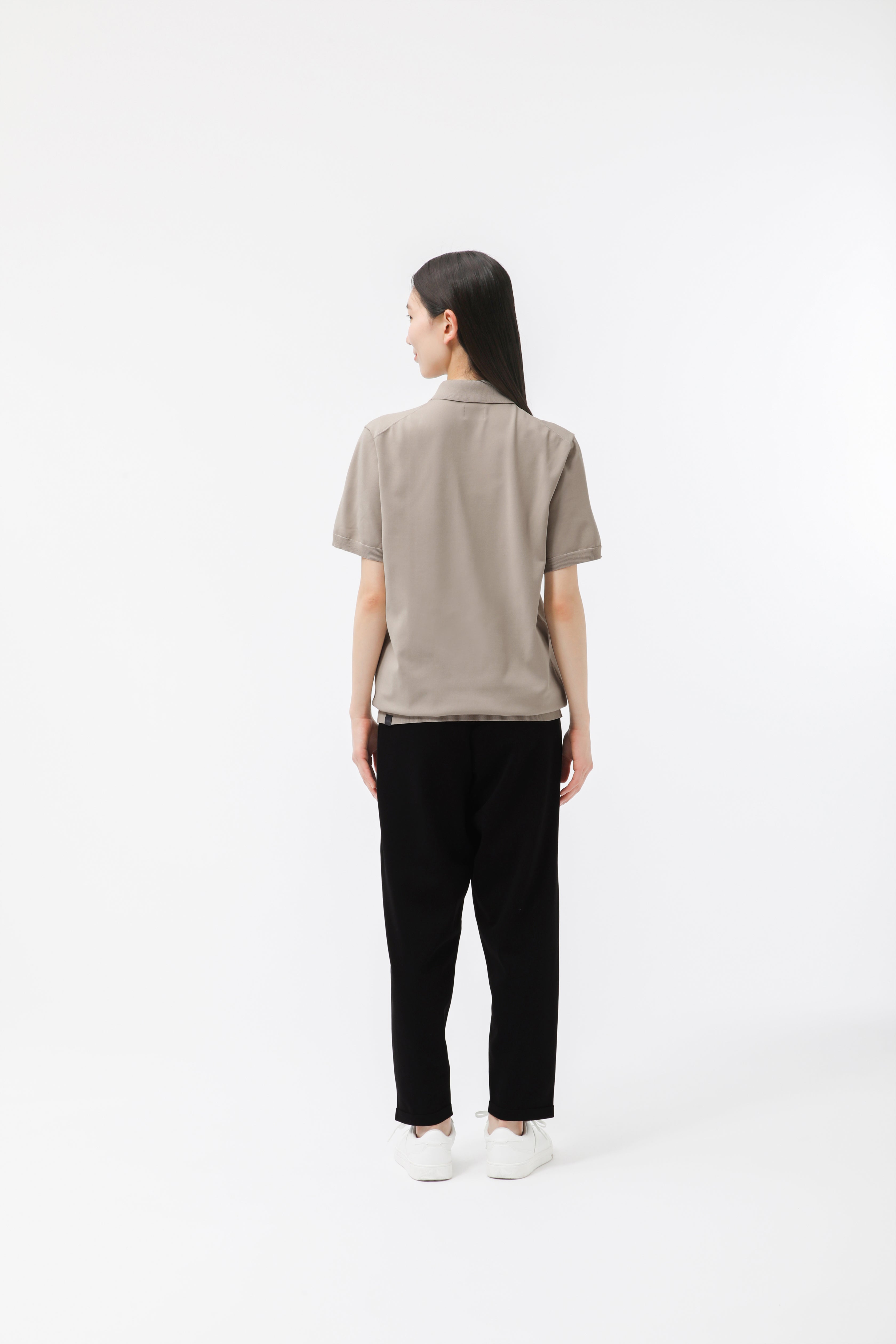 MIGARU Light Knit Short Sleeve Polo Shirt / Long Pants