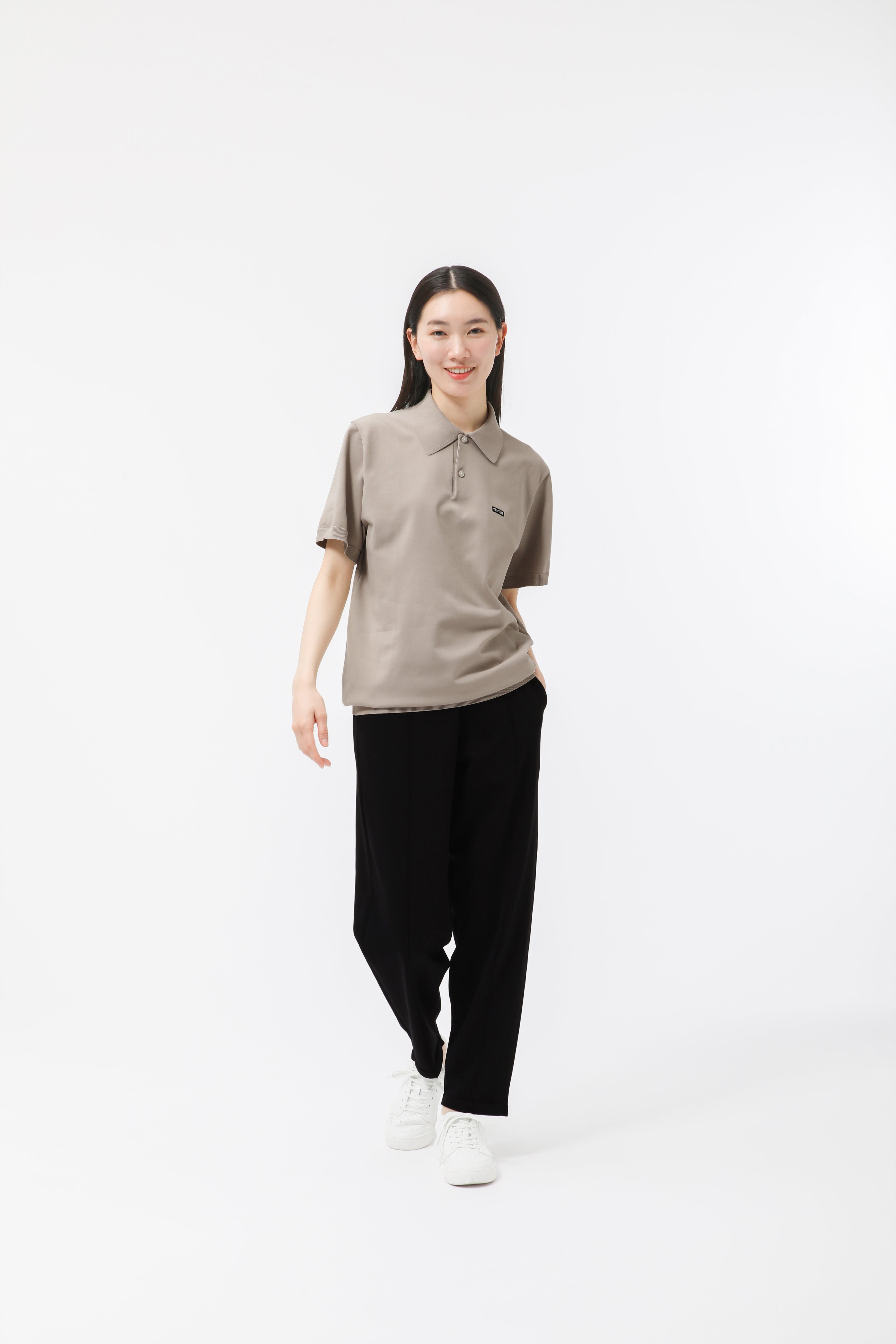 MIGARU Light Knit Short Sleeve Polo Shirt / Long Pants
