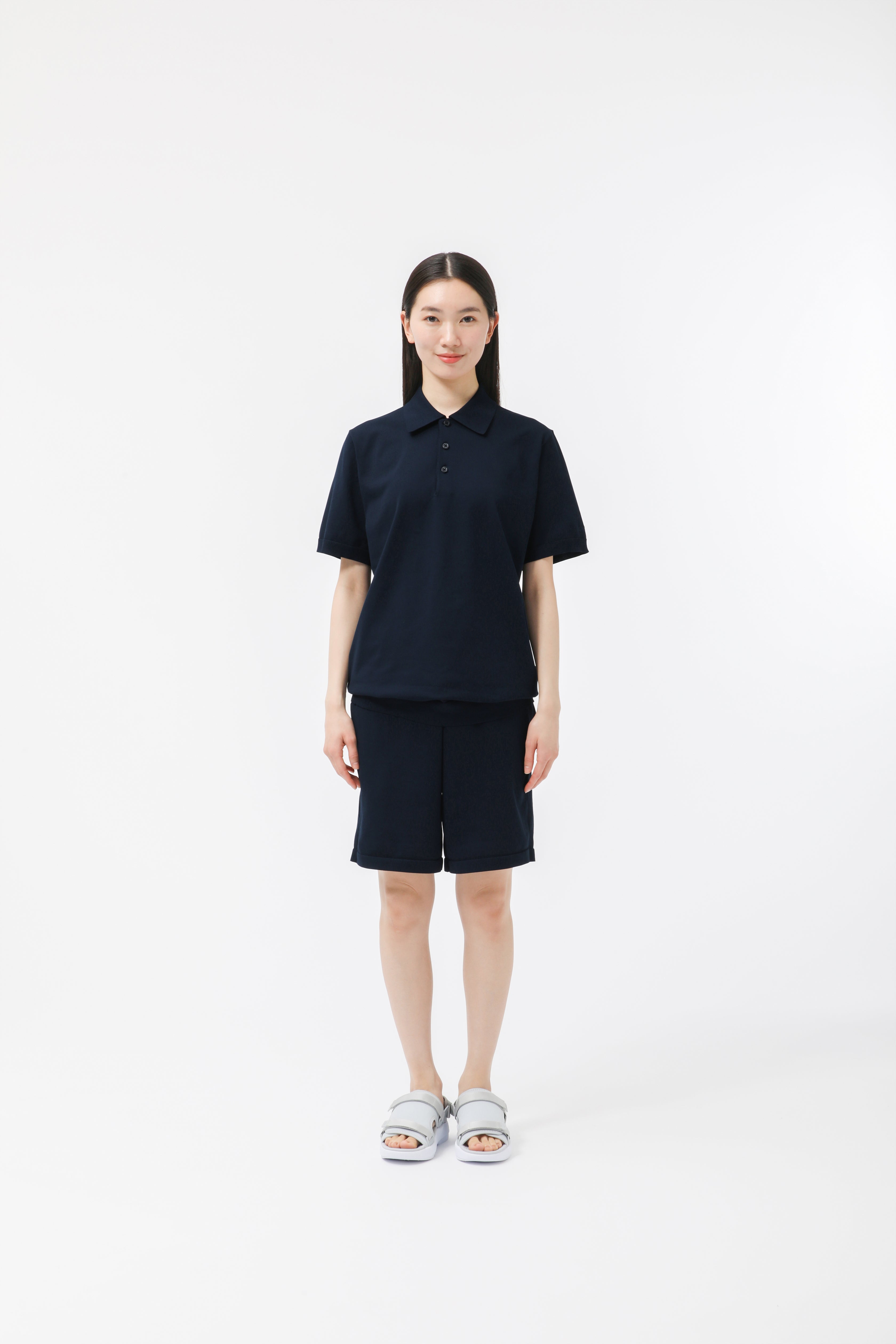 MIGARU Light Knit Short Sleeve Tailored Polo Shirt / Short Pants