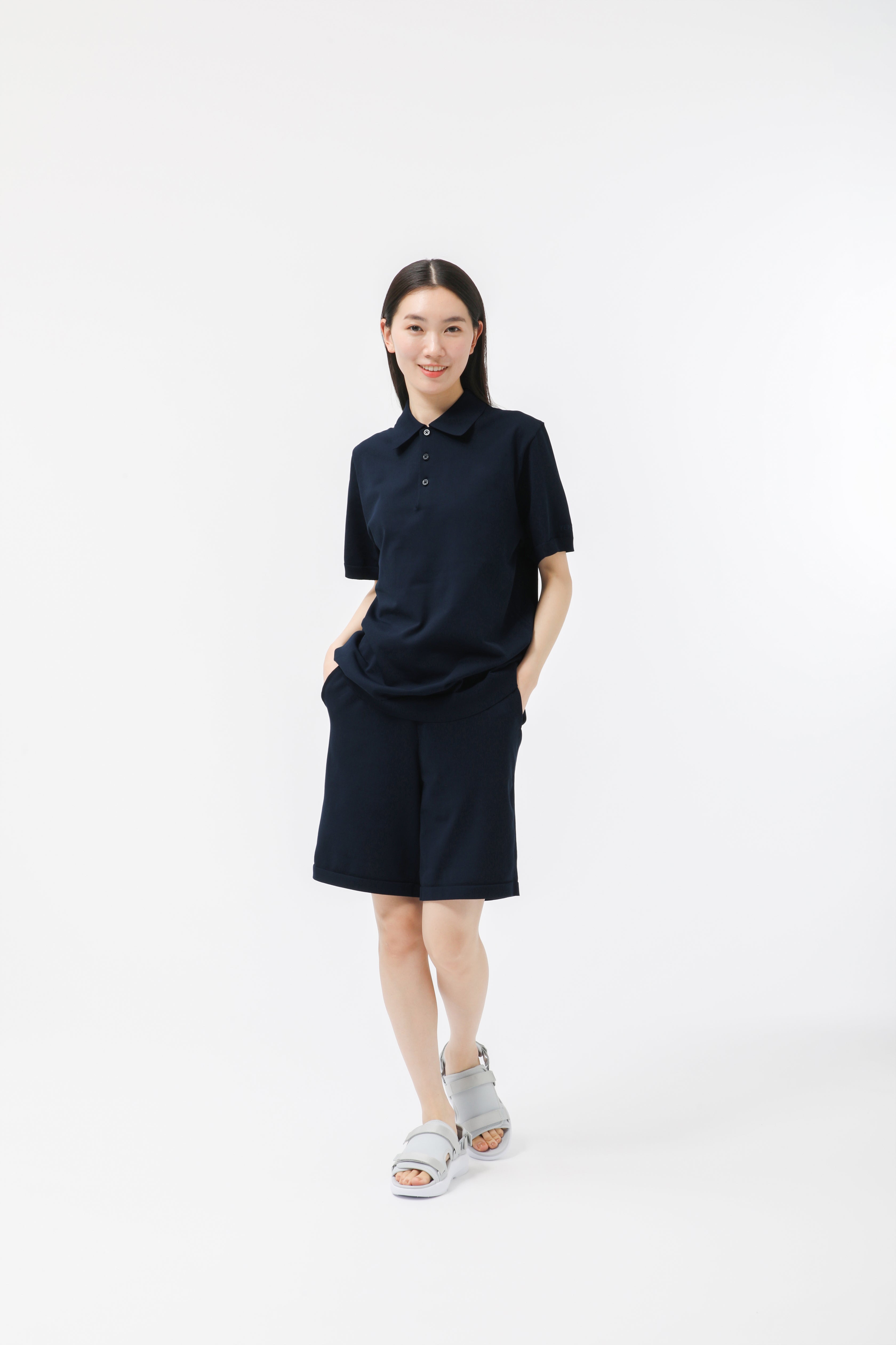 MIGARU Light Knit Short Sleeve Tailored Polo Shirt / Short Pants