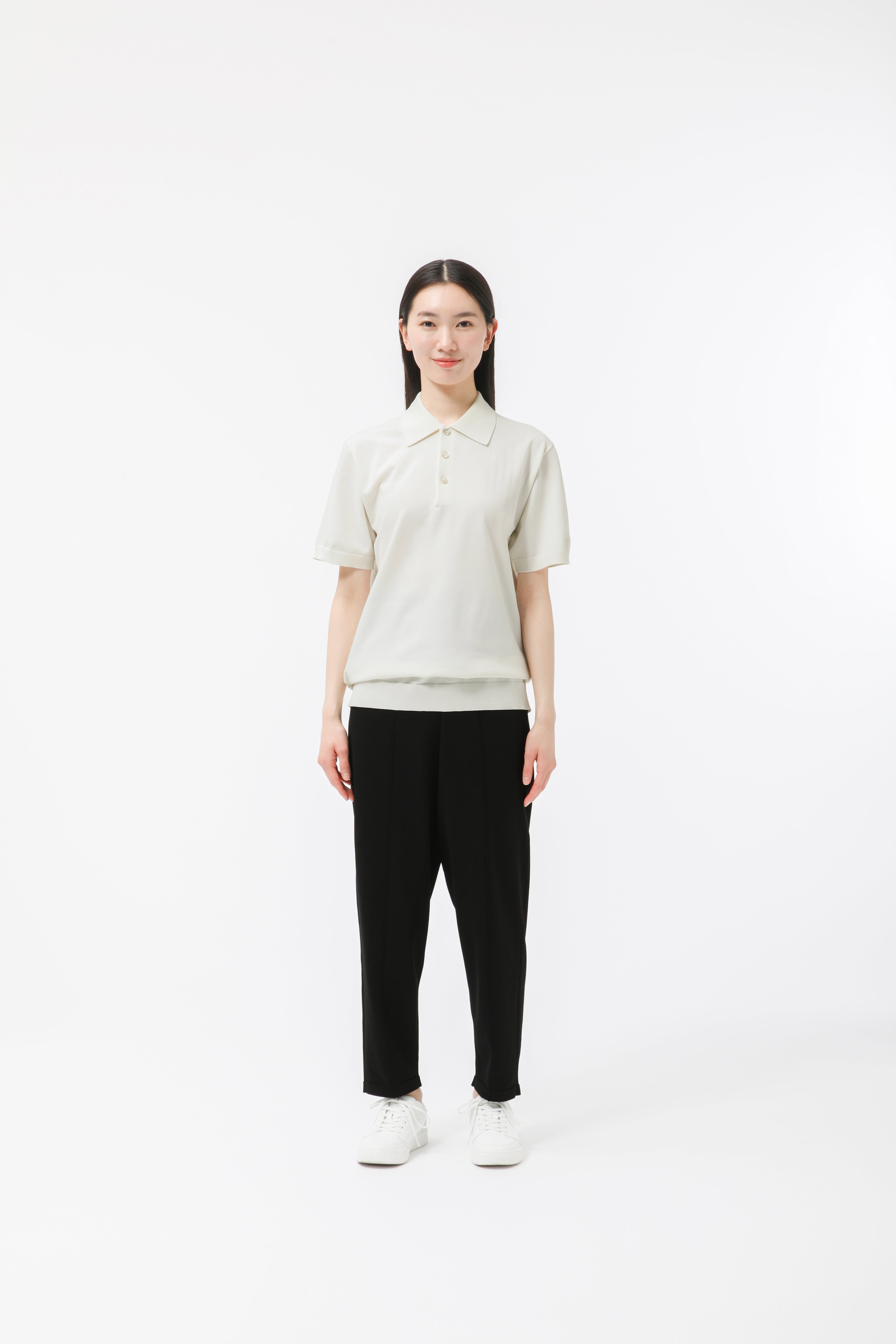 MIGARU Light Knit Short Sleeve Tailored Polo Shirt / Long Pants