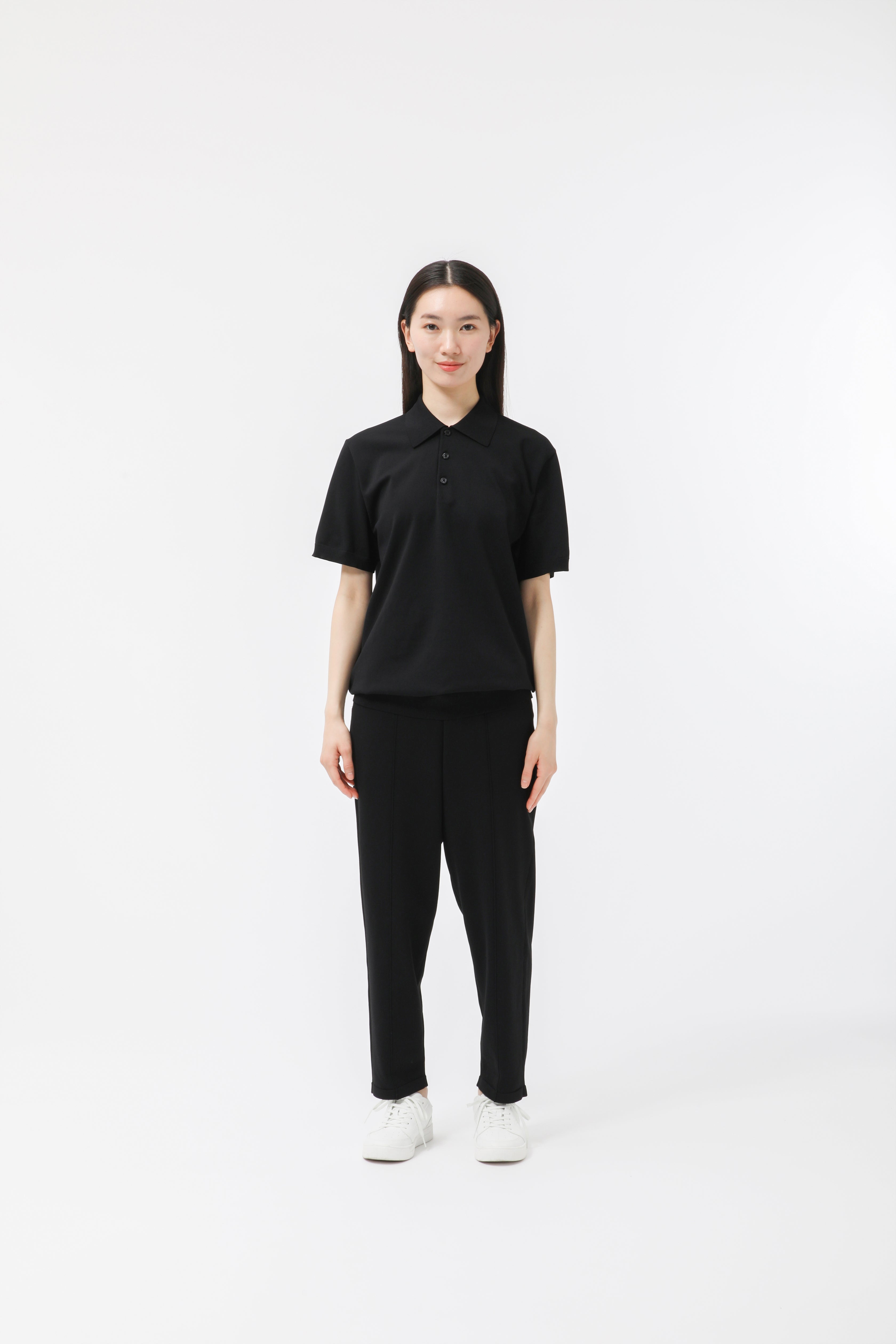 MIGARU Light Knit Short Sleeve Tailored Polo Shirt / Long Pants