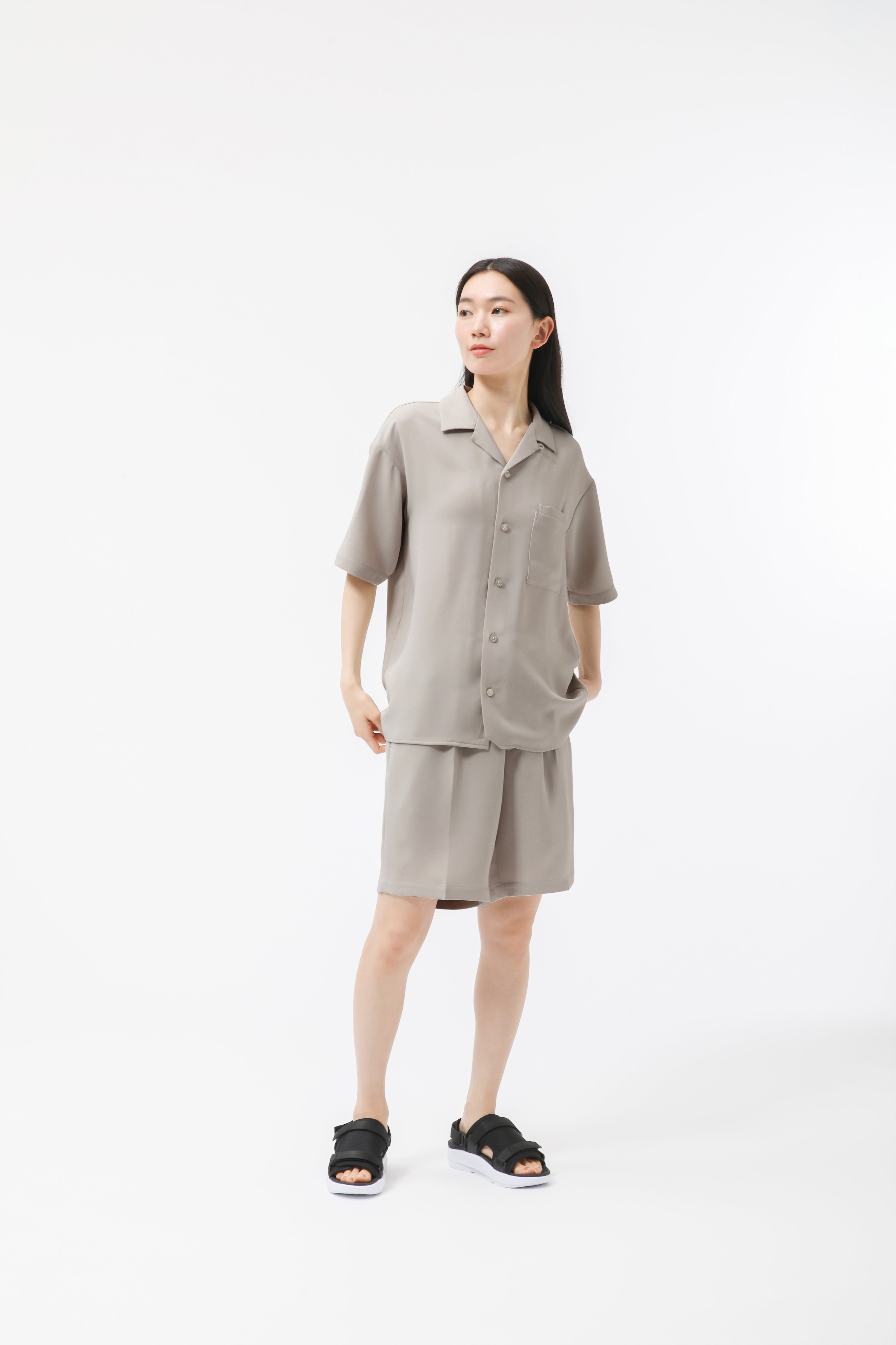 MIGARU Dry Short Sleeve Shirt Open Collar / Long Pants
