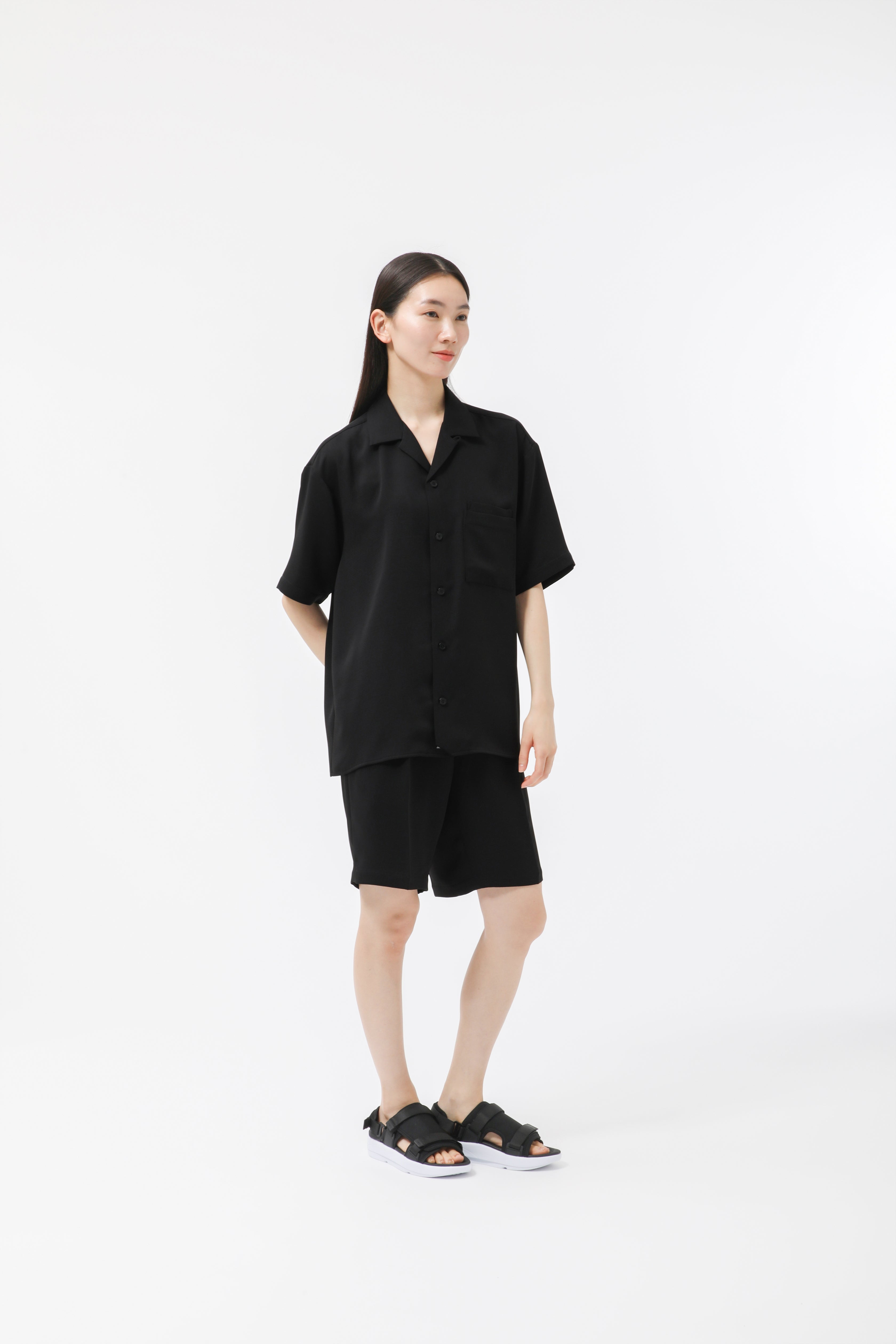 MIGARU Dry Short Sleeve Shirt Open Collar / Long Pants