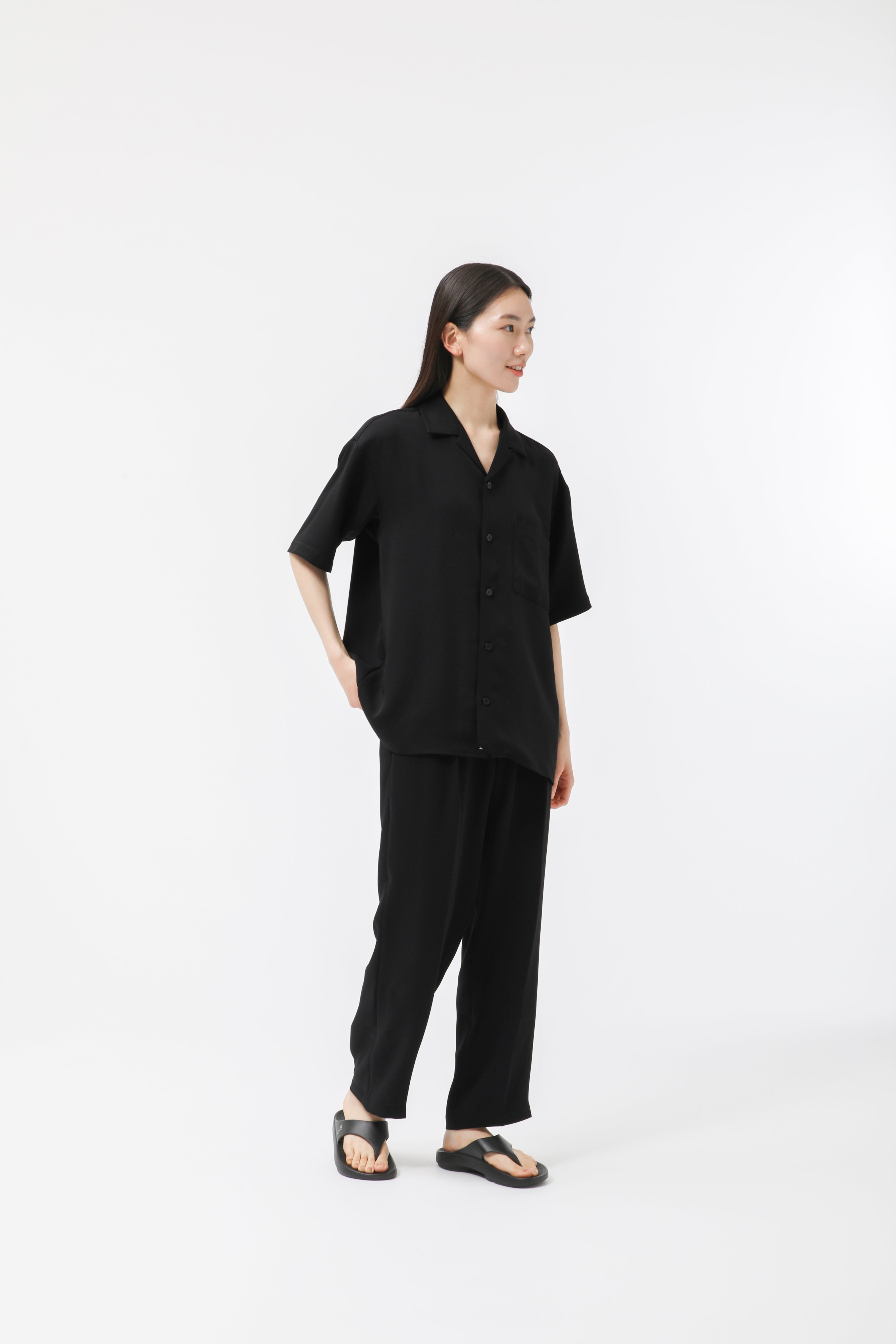 MIGARU Dry Short Sleeve Shirt Open Collar / Long Pants