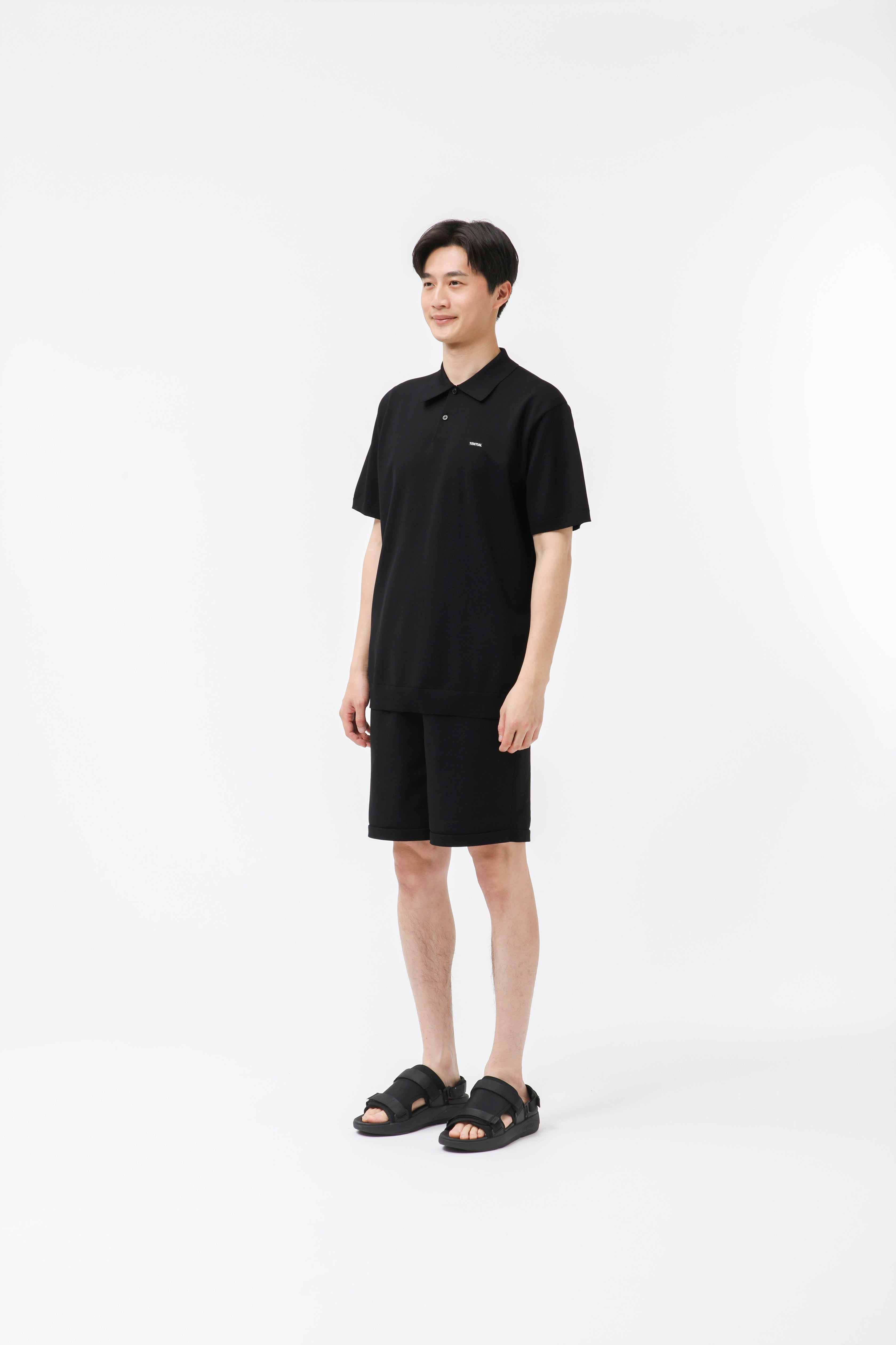 MIGARU Light Knit Short Sleeve Polo Shirt / Short Pants