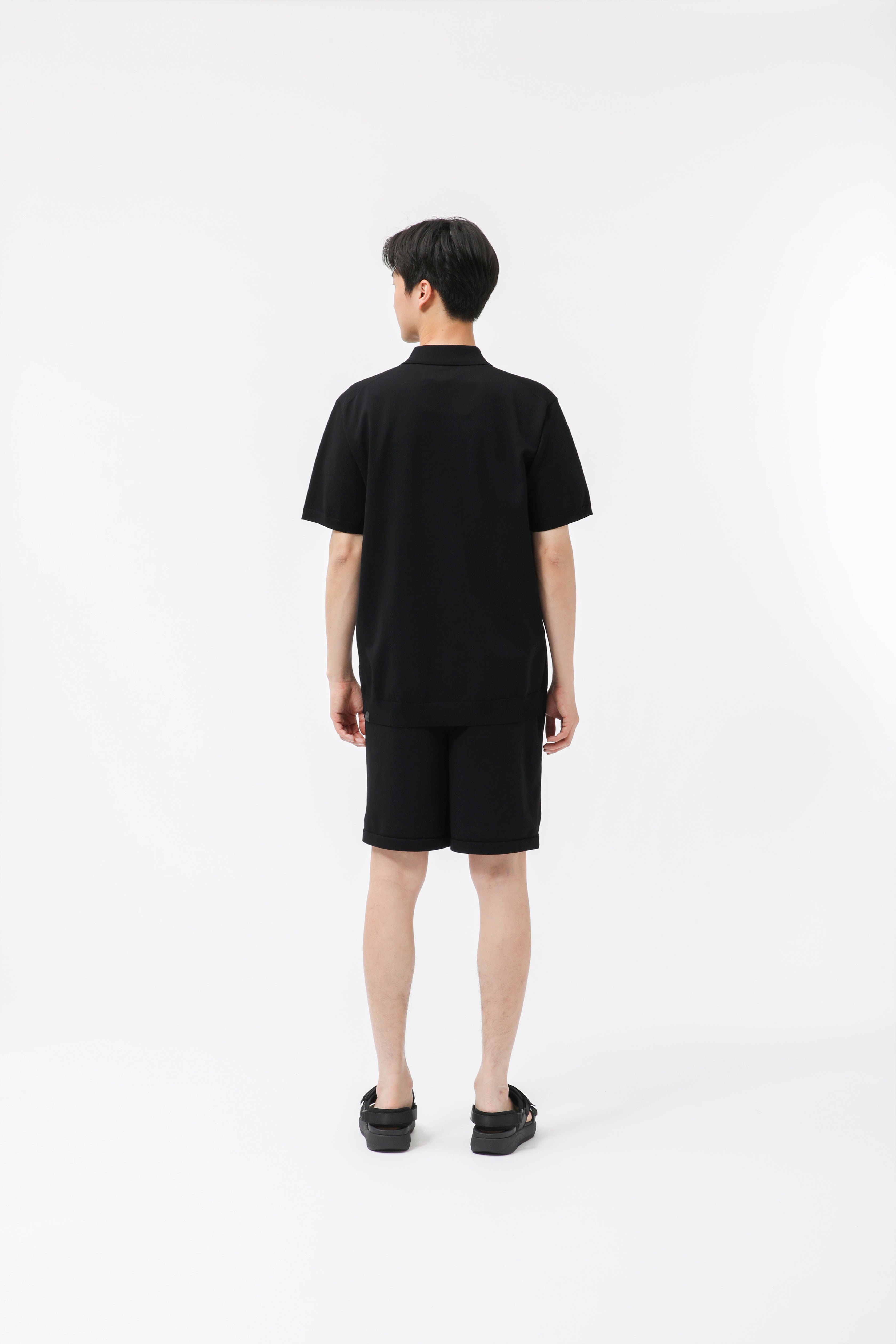 MIGARU Light Knit Short Sleeve Polo Shirt / Short Pants