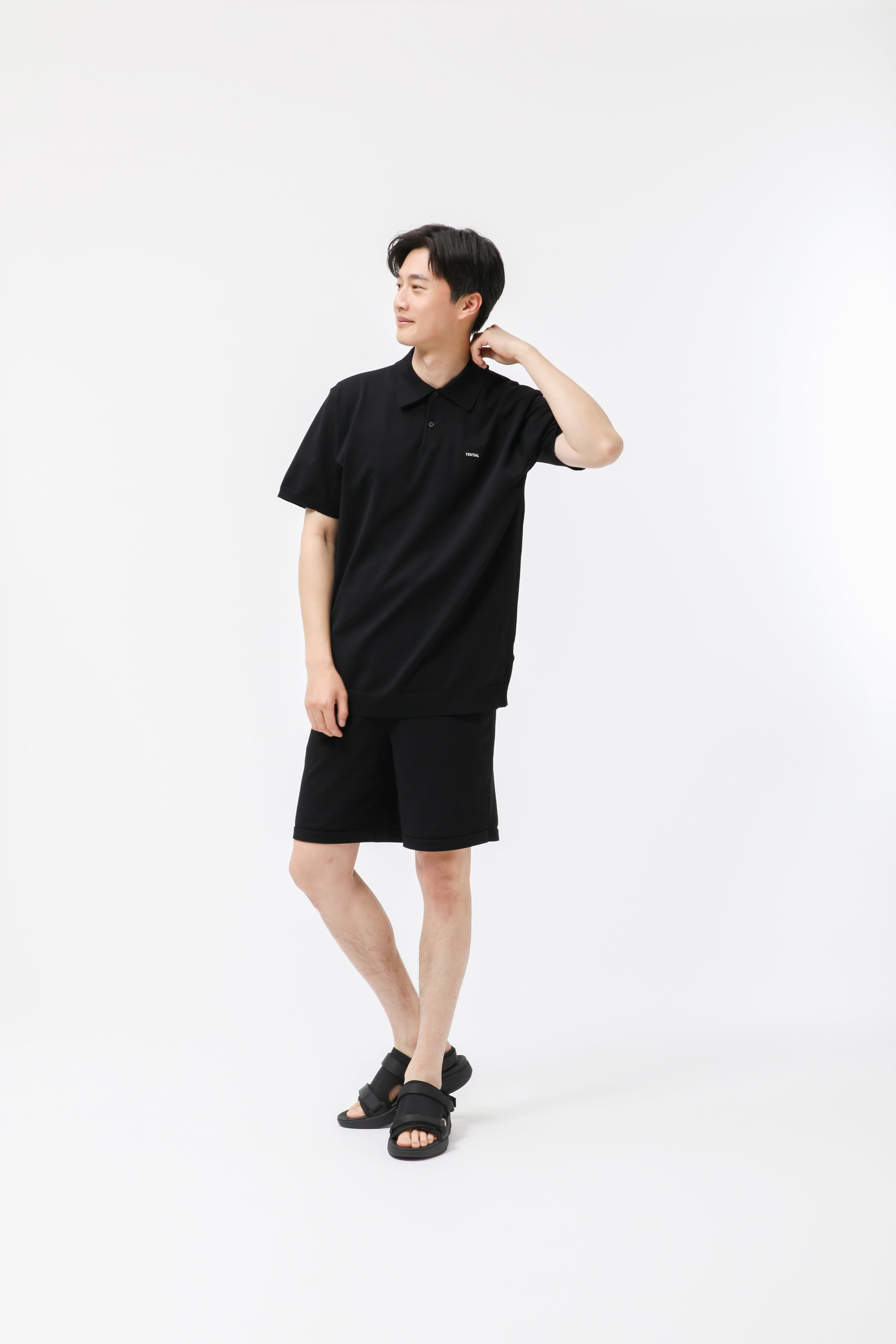 MIGARU Light Knit Short Sleeve Polo Shirt / Short Pants