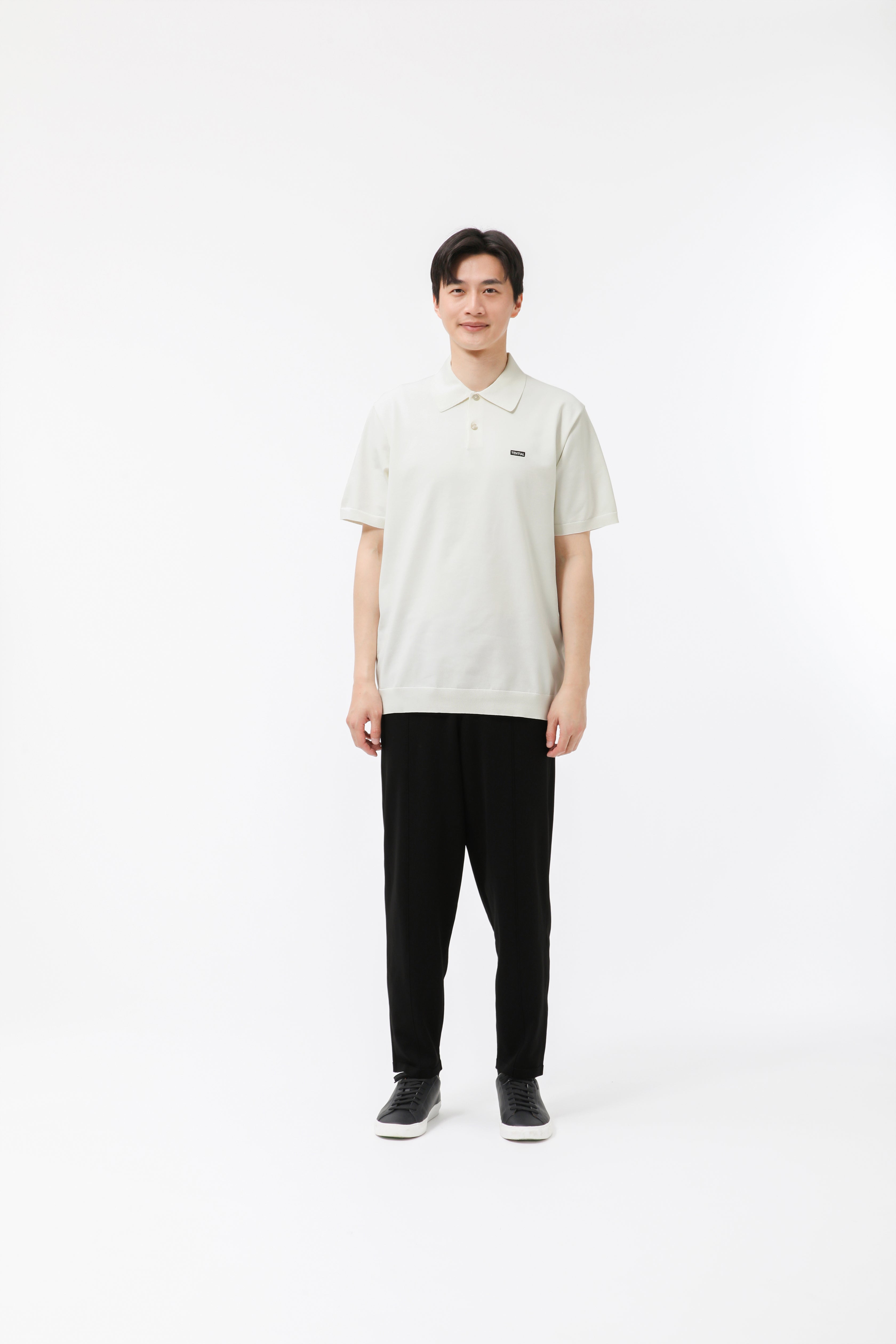 MIGARU Light Knit Short Sleeve Polo Shirt / Long Pants