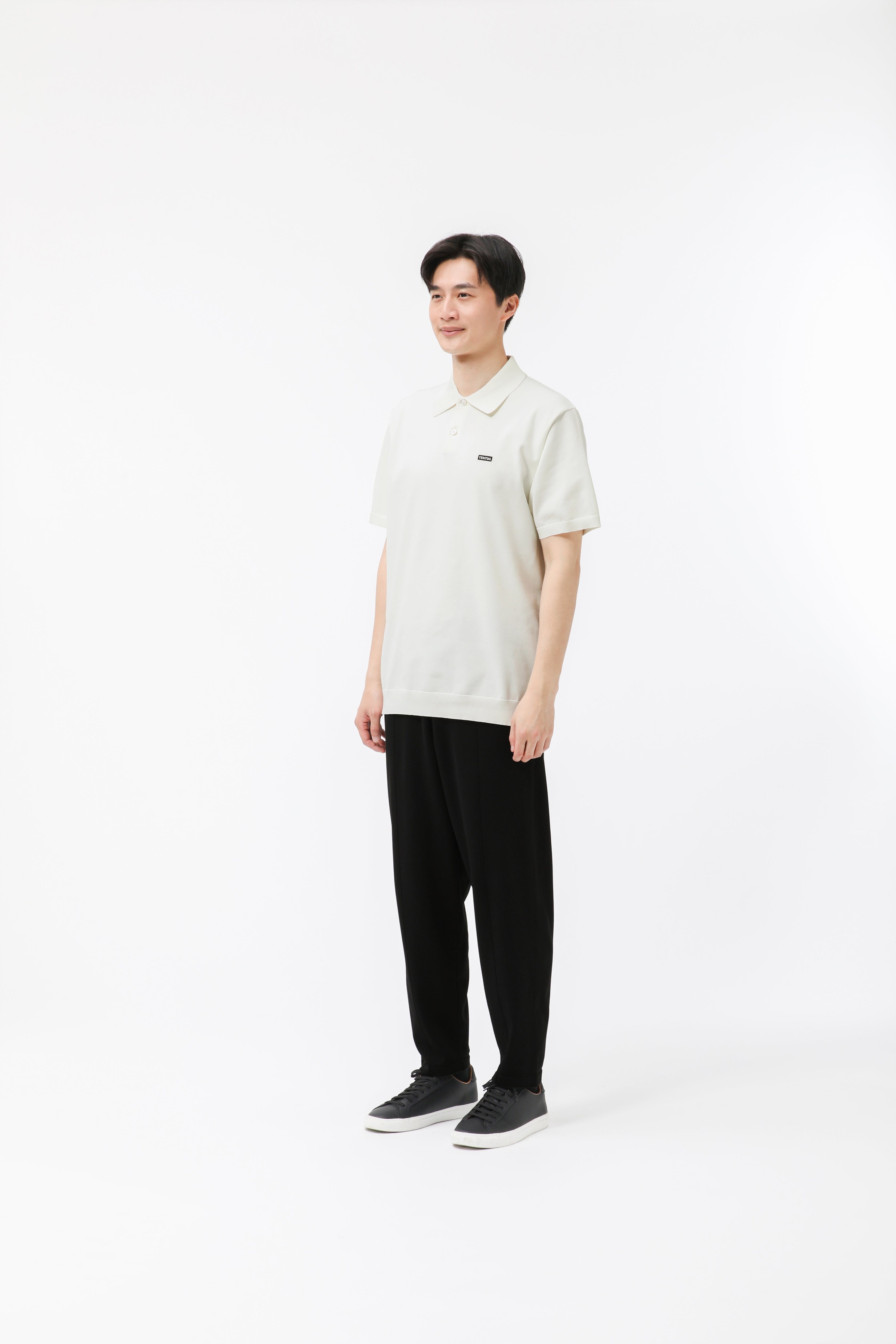 MIGARU Light Knit Short Sleeve Polo Shirt / Long Pants