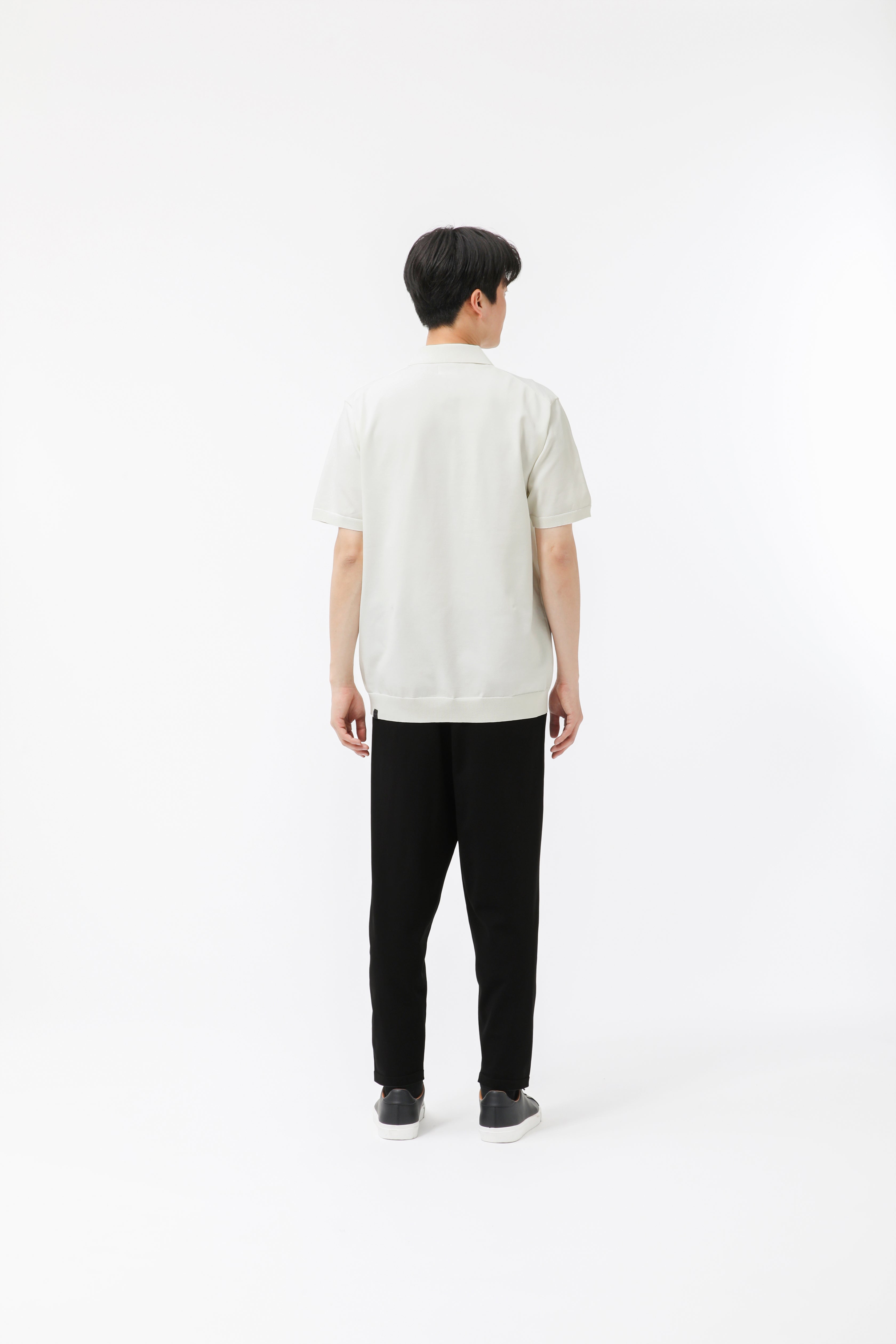 MIGARU Light Knit Short Sleeve Polo Shirt / Long Pants