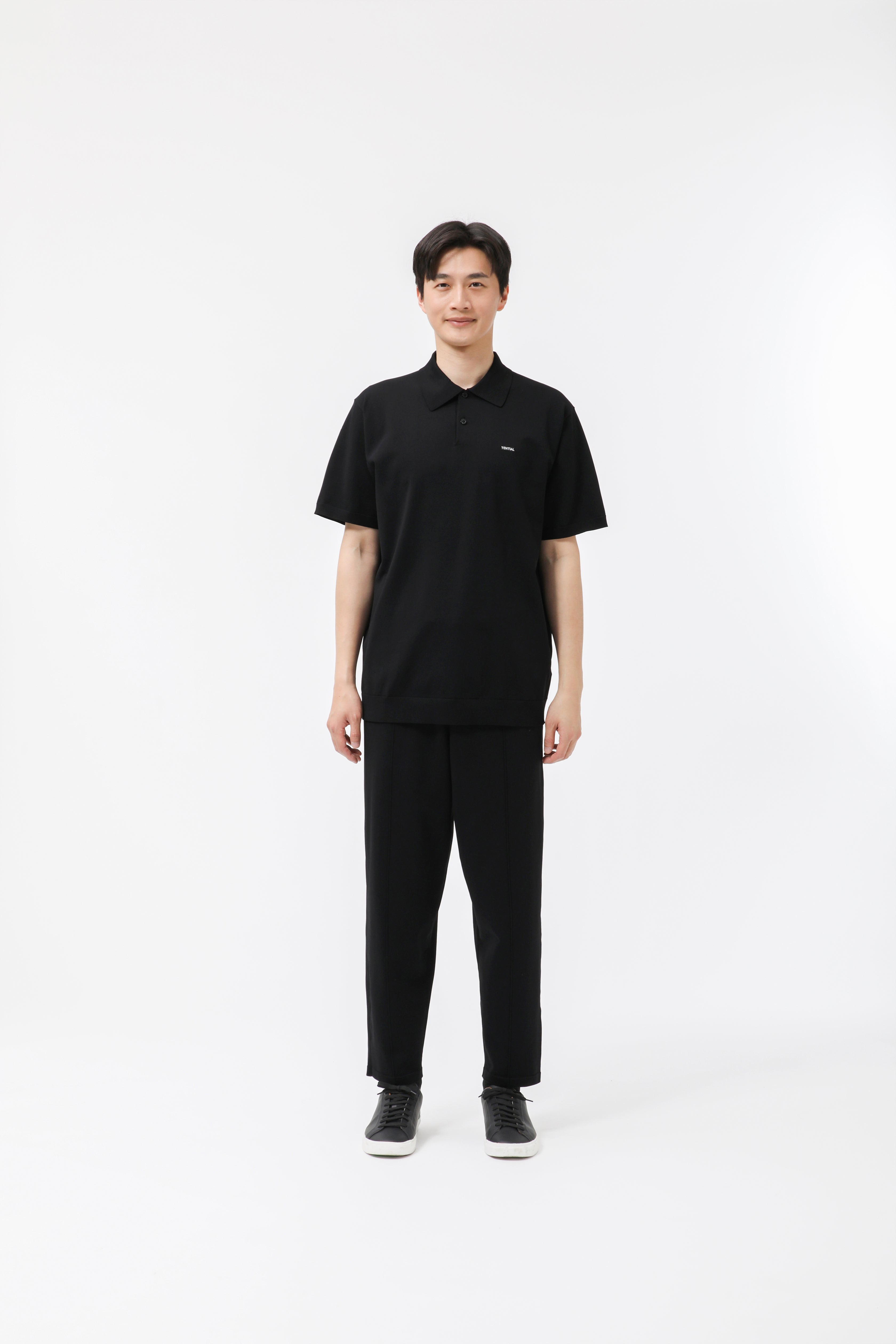 MIGARU Light Knit Short Sleeve Polo Shirt / Long Pants