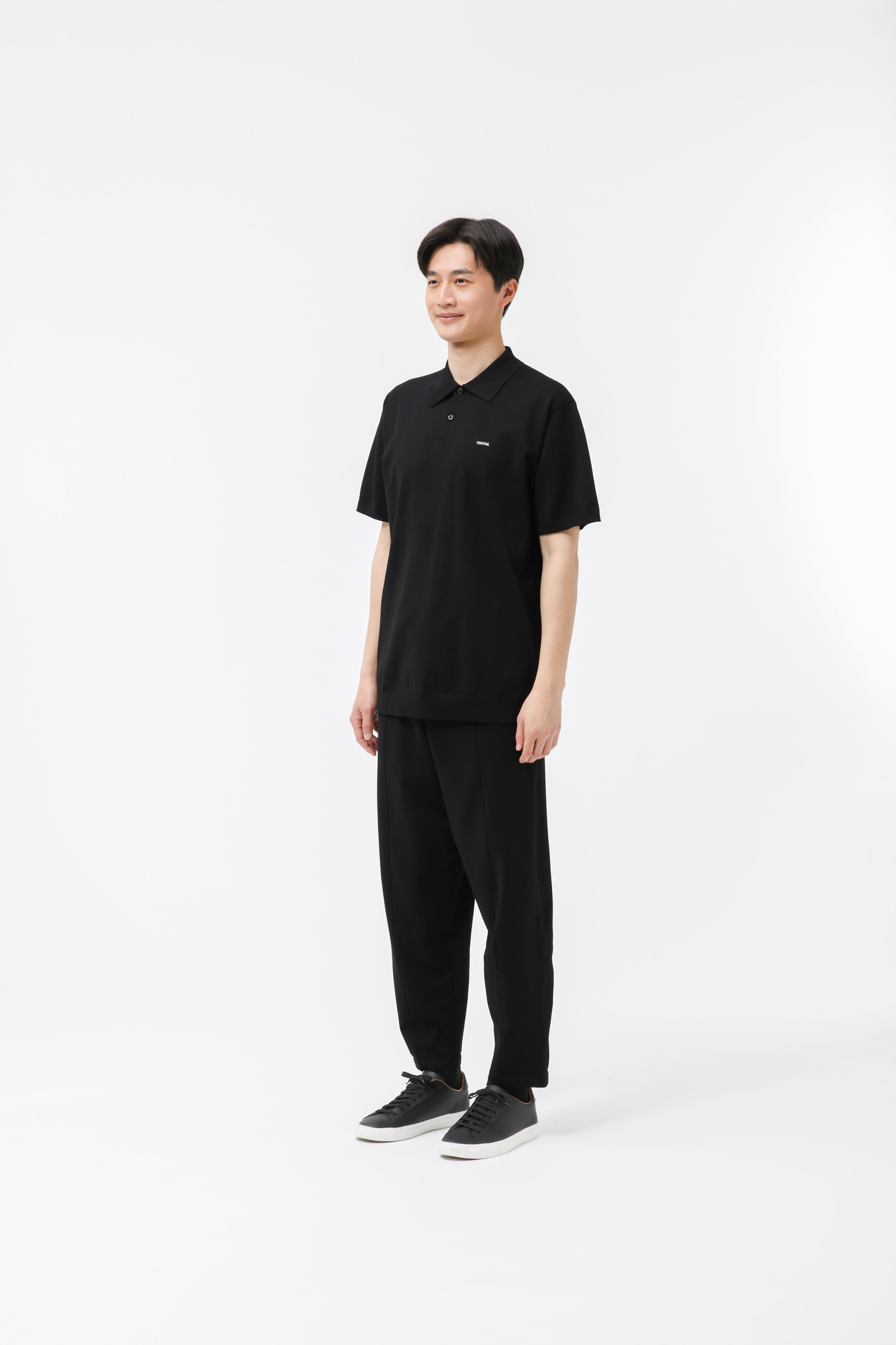 MIGARU Light Knit Short Sleeve Polo Shirt / Long Pants