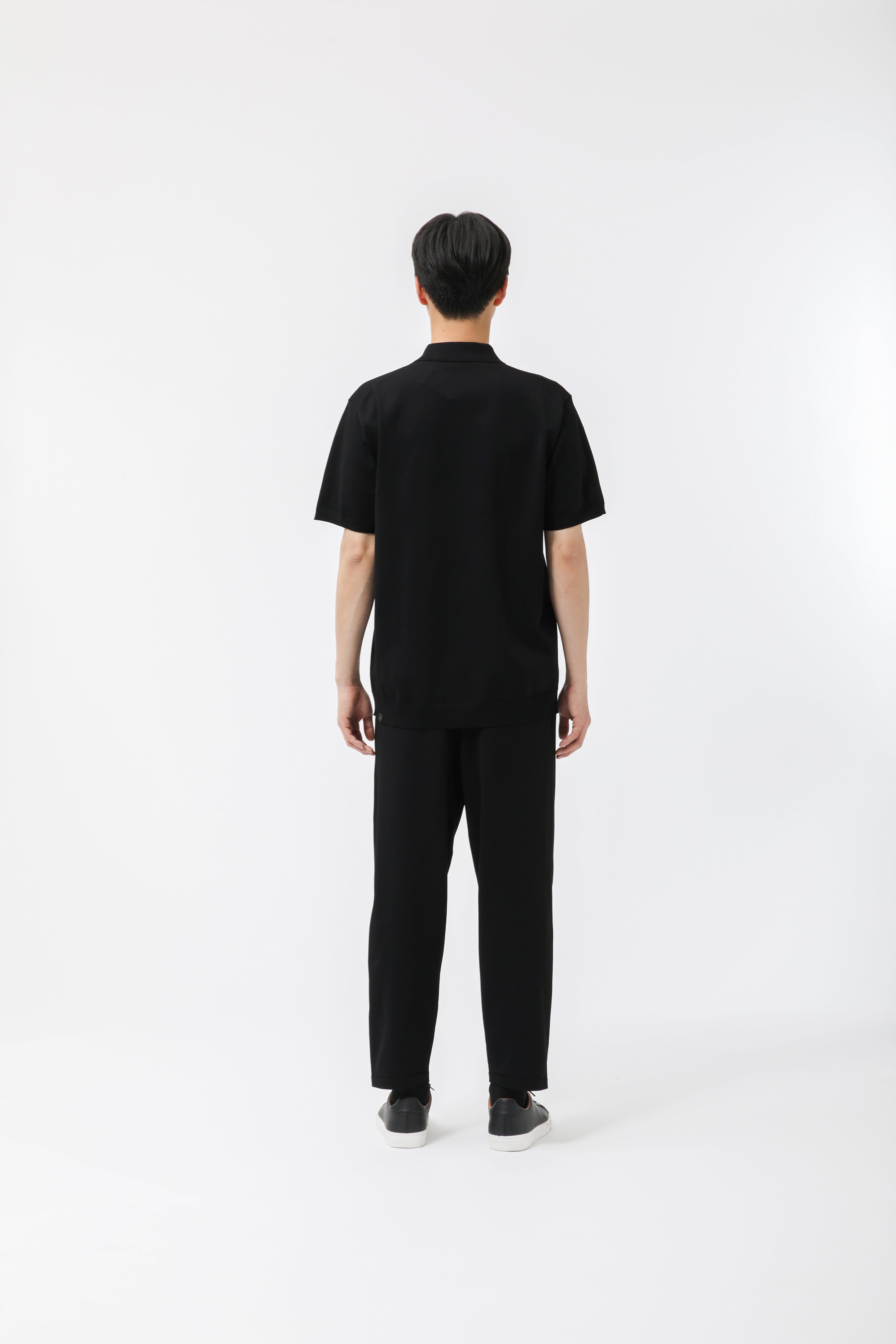 MIGARU Light Knit Short Sleeve Polo Shirt / Long Pants