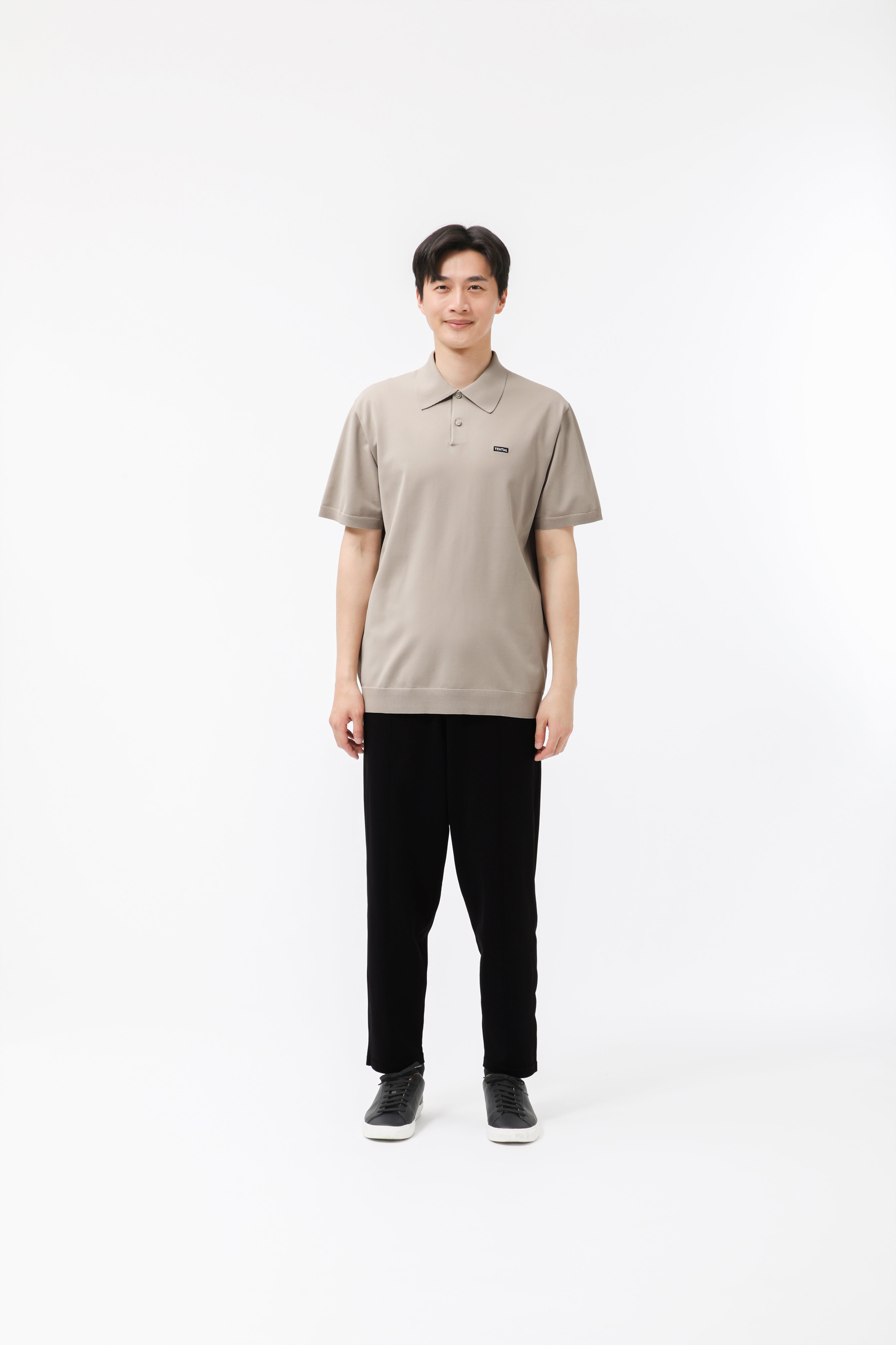 MIGARU Light Knit Short Sleeve Polo Shirt / Long Pants