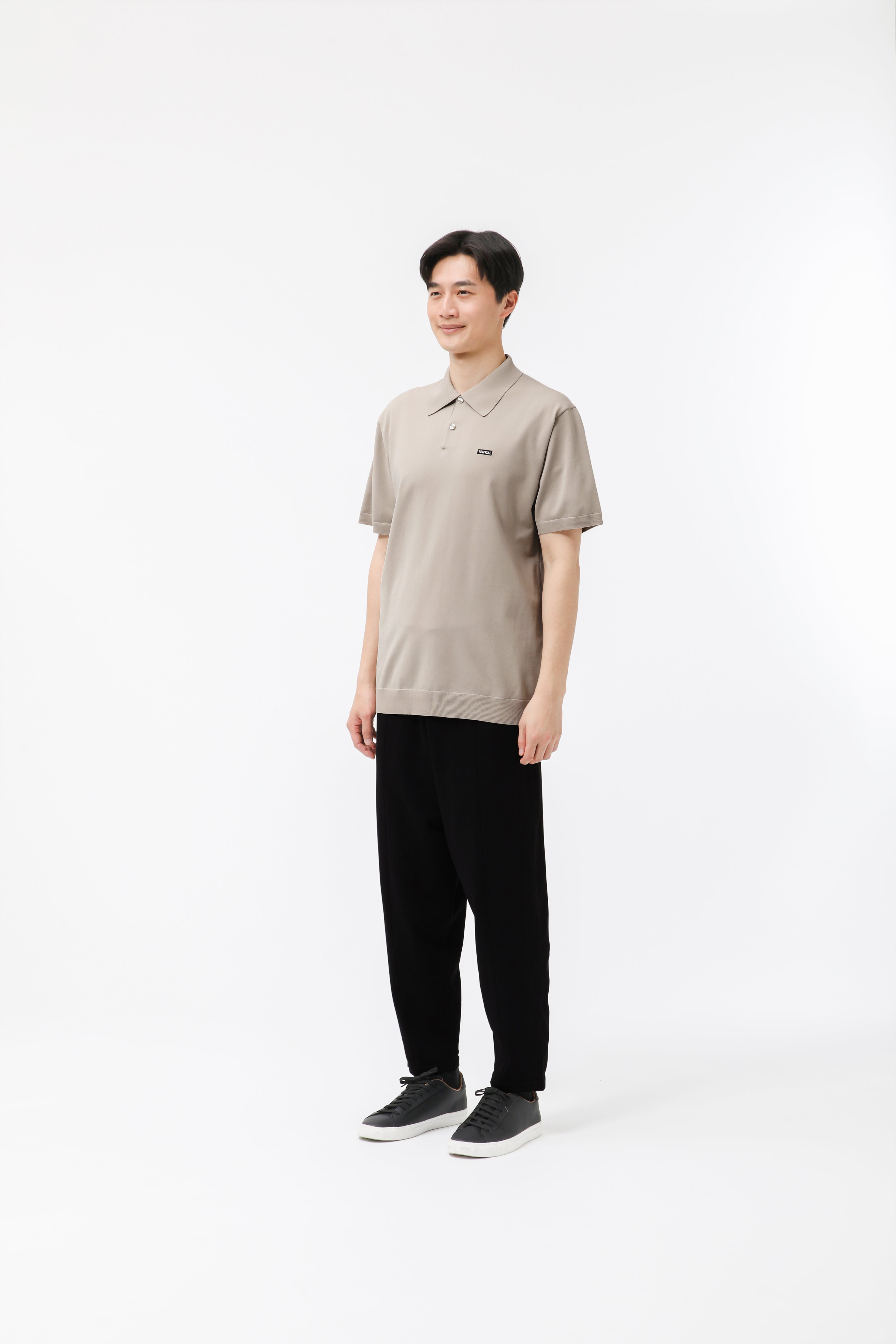 MIGARU Light Knit Short Sleeve Polo Shirt / Long Pants