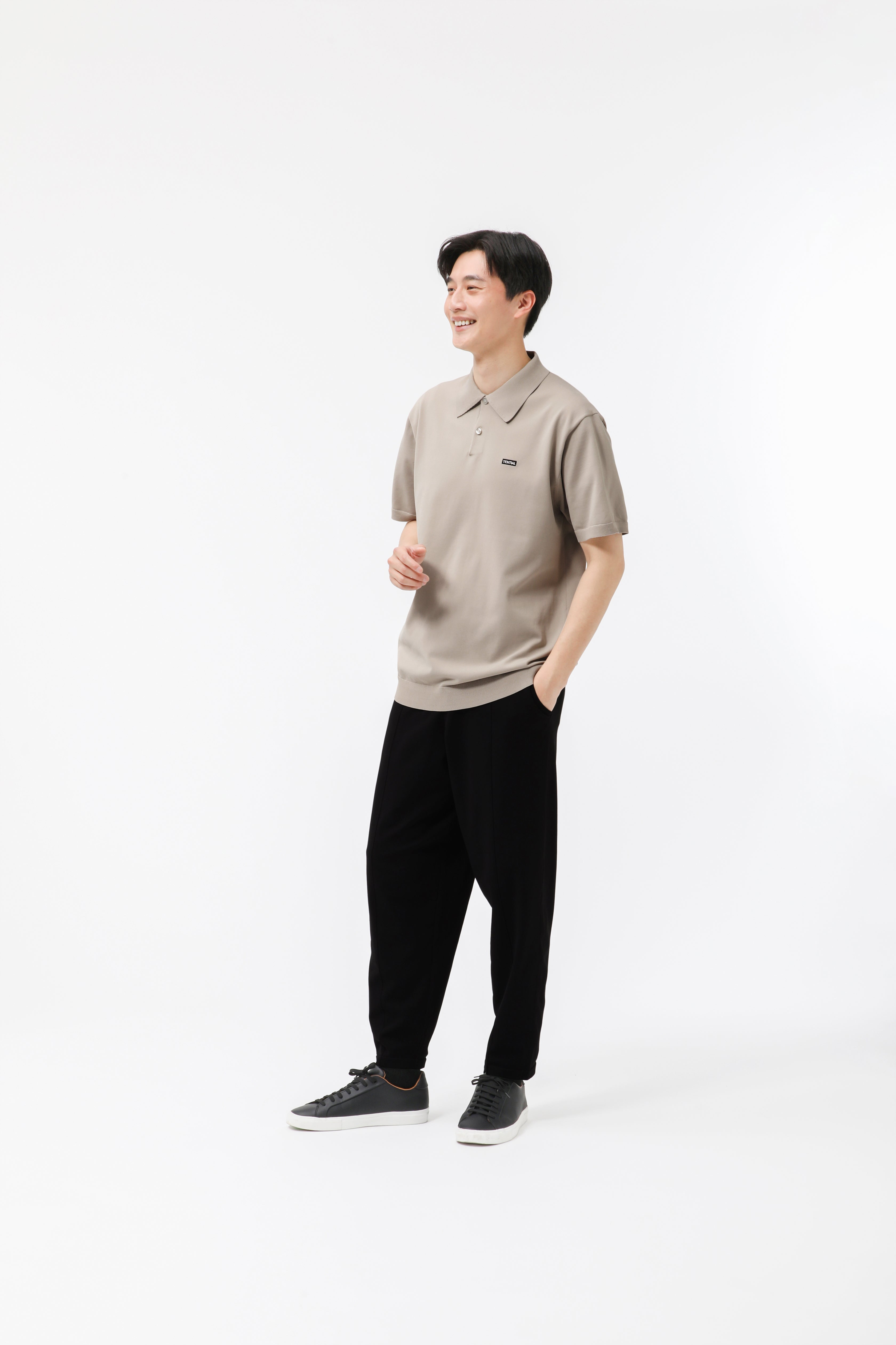 MIGARU Light Knit Short Sleeve Polo Shirt / Long Pants