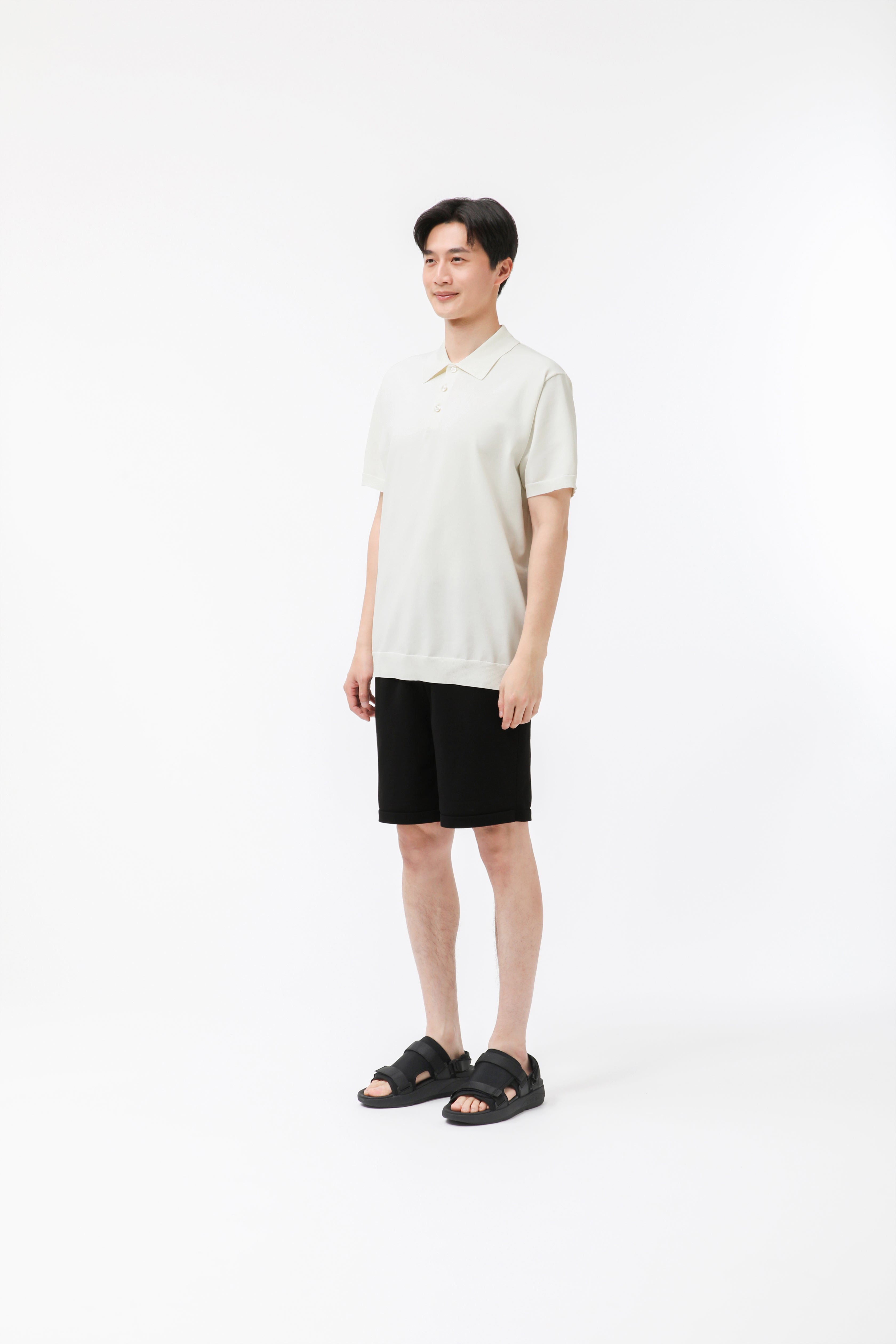 MIGARU Light Knit Short Sleeve Tailored Polo Shirt / Short Pants