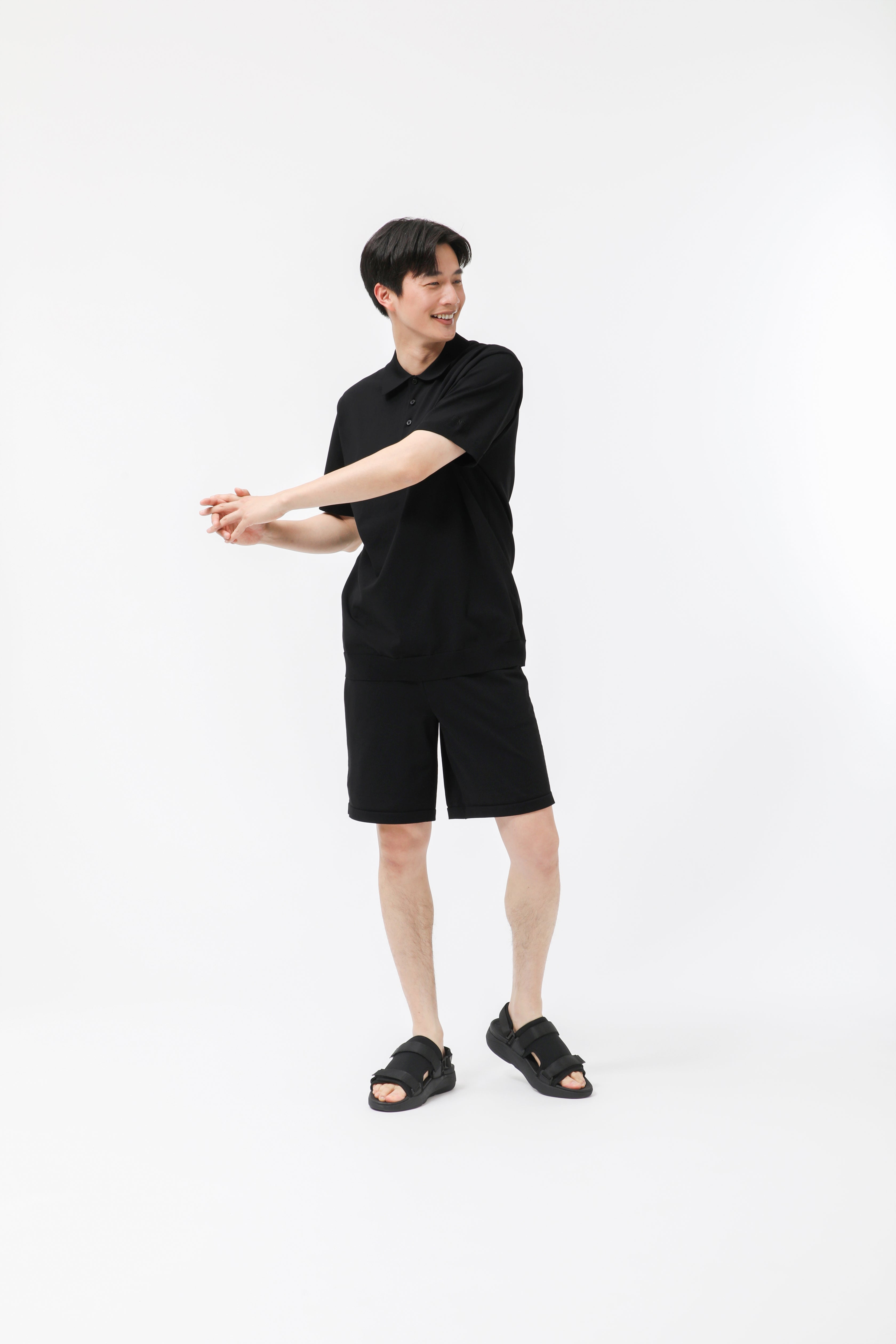 MIGARU Light Knit Short Sleeve Tailored Polo Shirt / Short Pants