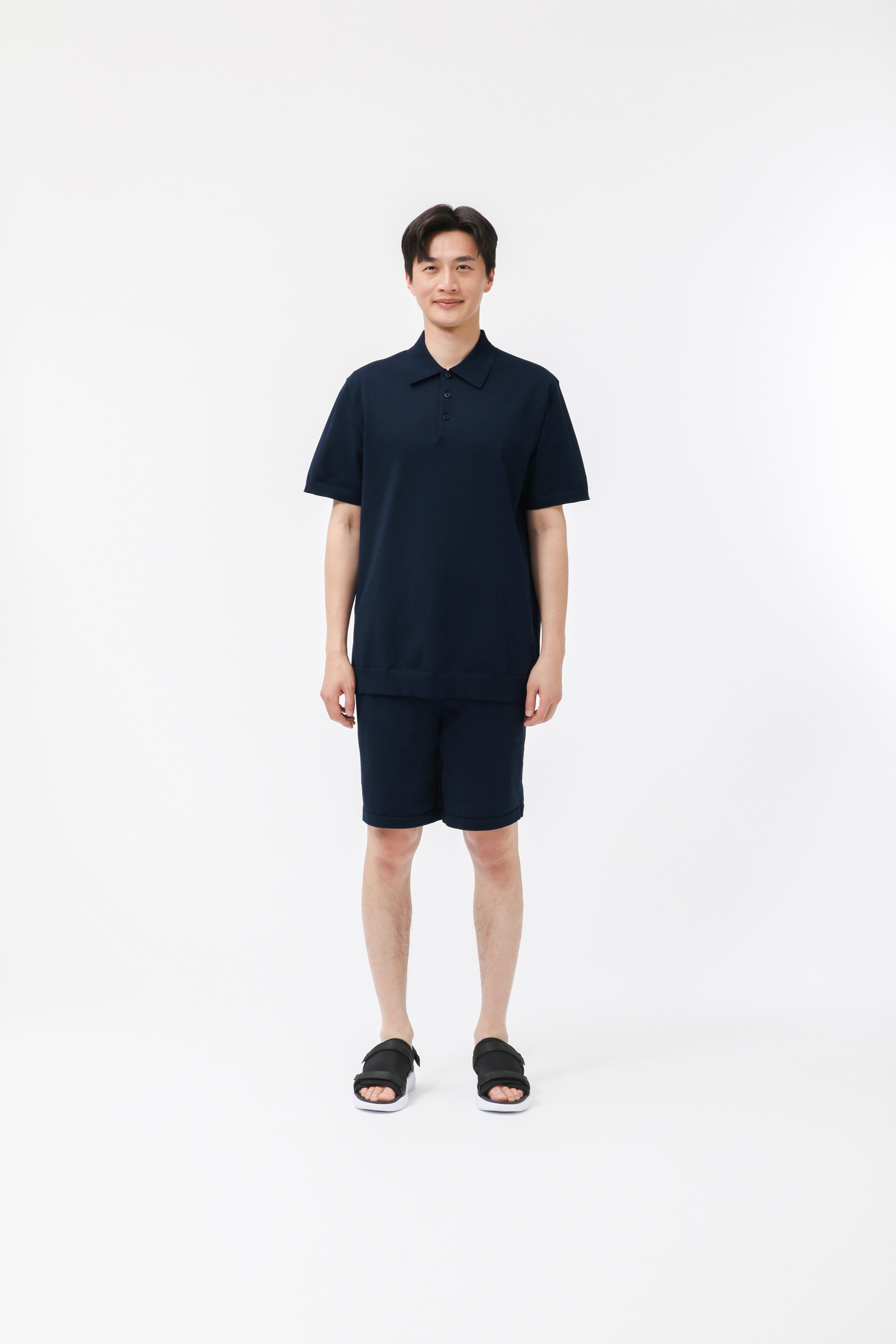 MIGARU Light Knit Short Sleeve Tailored Polo Shirt / Short Pants