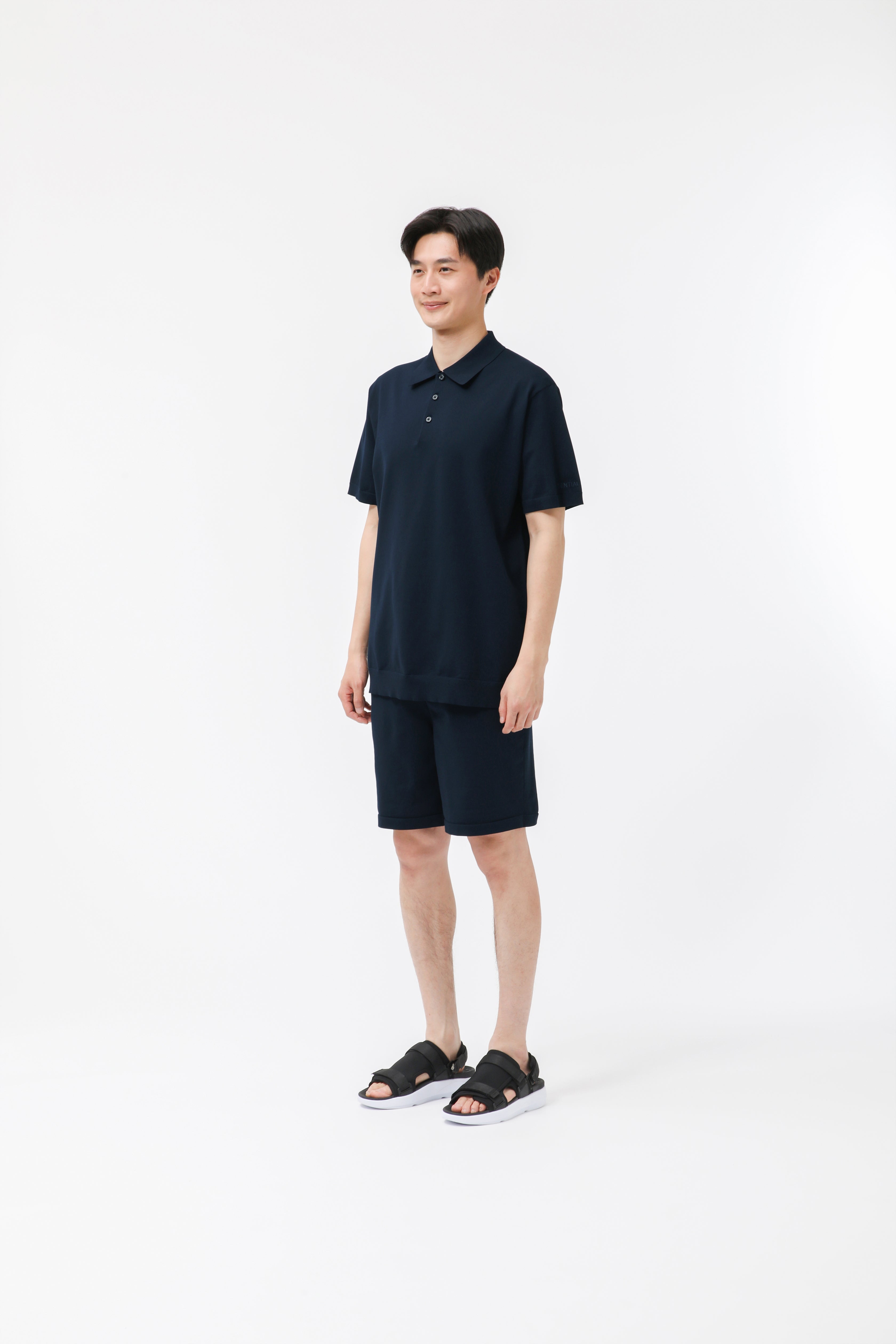 MIGARU Light Knit Short Sleeve Tailored Polo Shirt / Short Pants