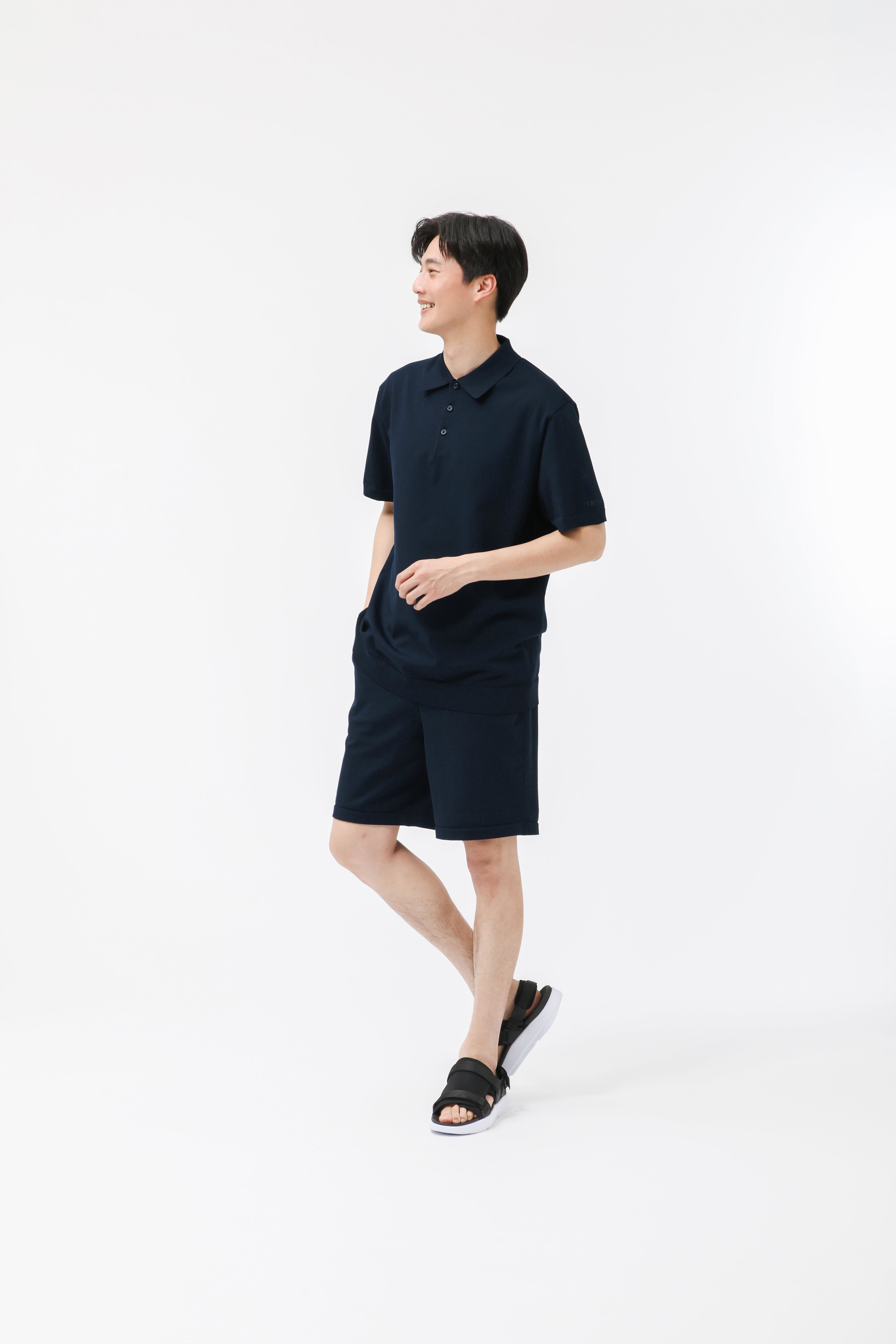 MIGARU Light Knit Short Sleeve Tailored Polo Shirt / Short Pants