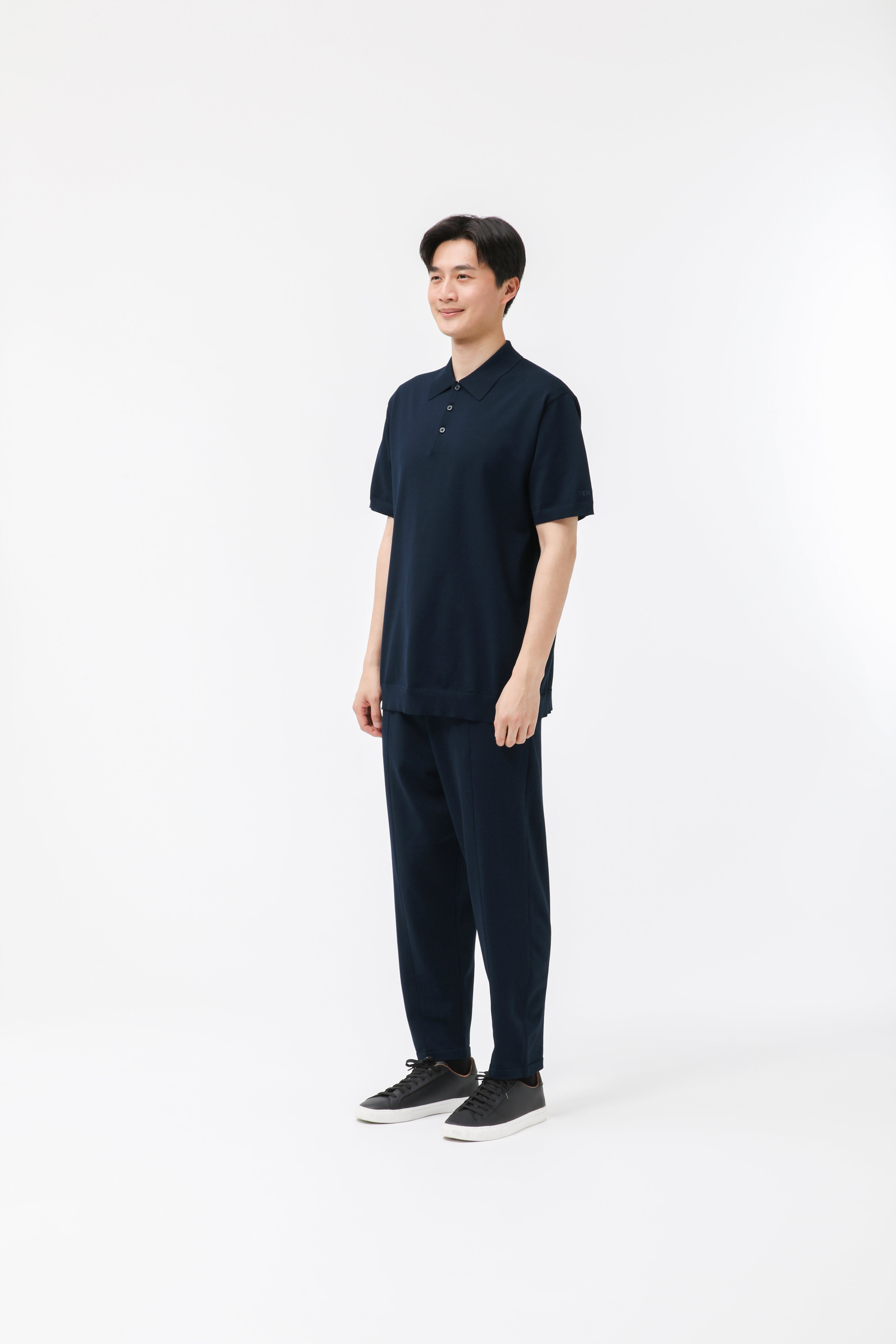 MIGARU Light Knit Short Sleeve Tailored Polo Shirt / Long Pants