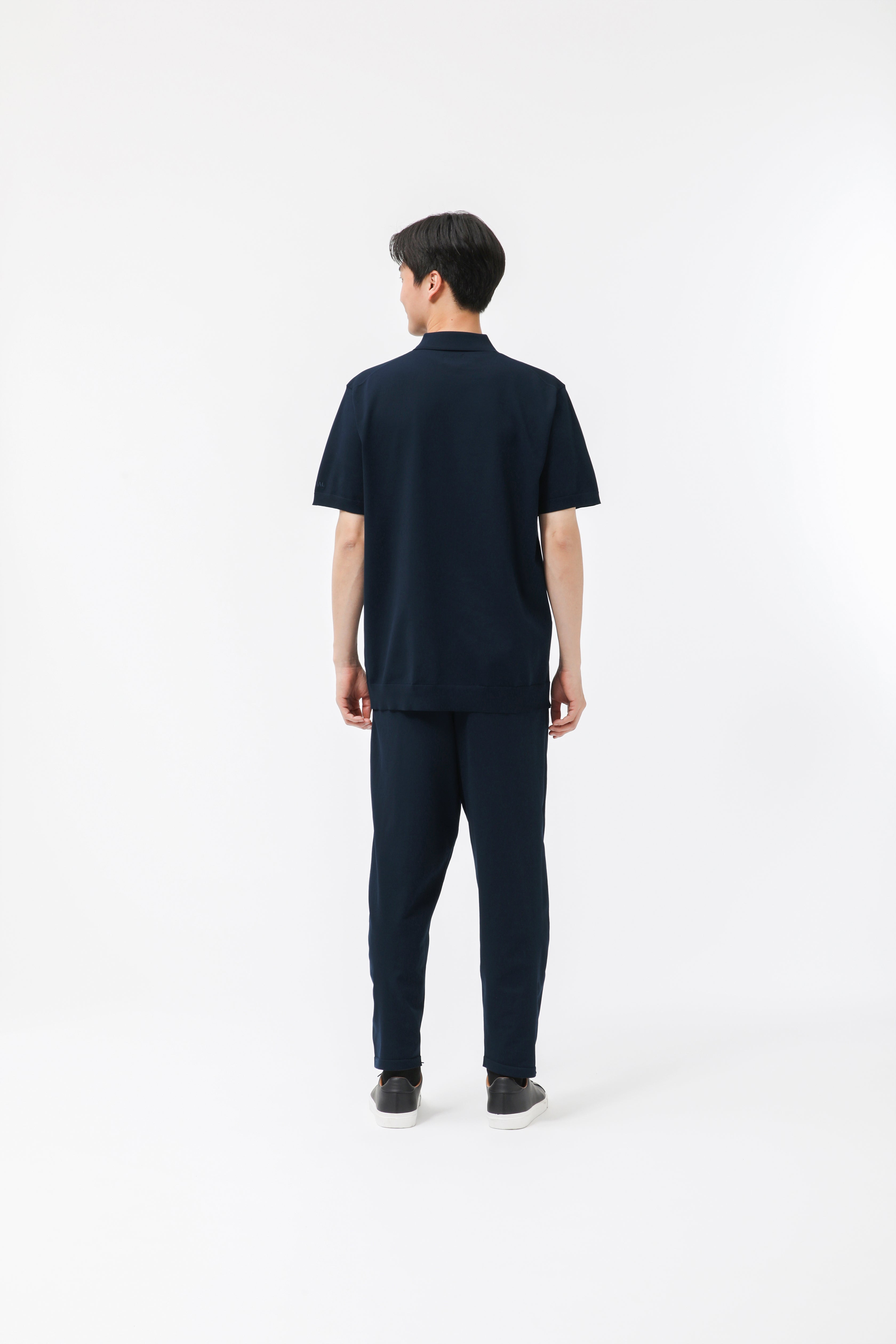 MIGARU Light Knit Short Sleeve Tailored Polo Shirt / Long Pants