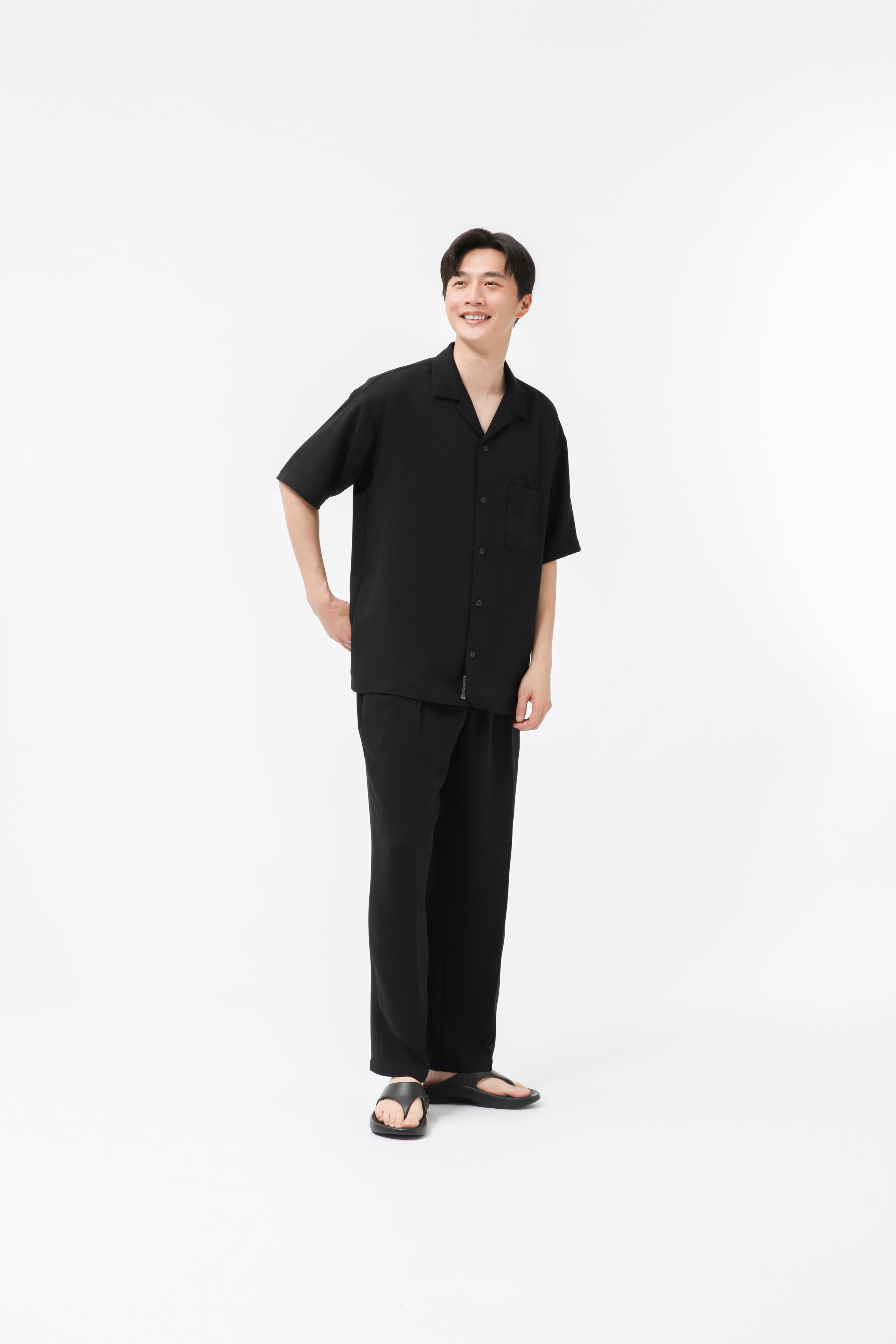 MIGARU Dry Short Sleeve Shirt Open Collar / Long Pants