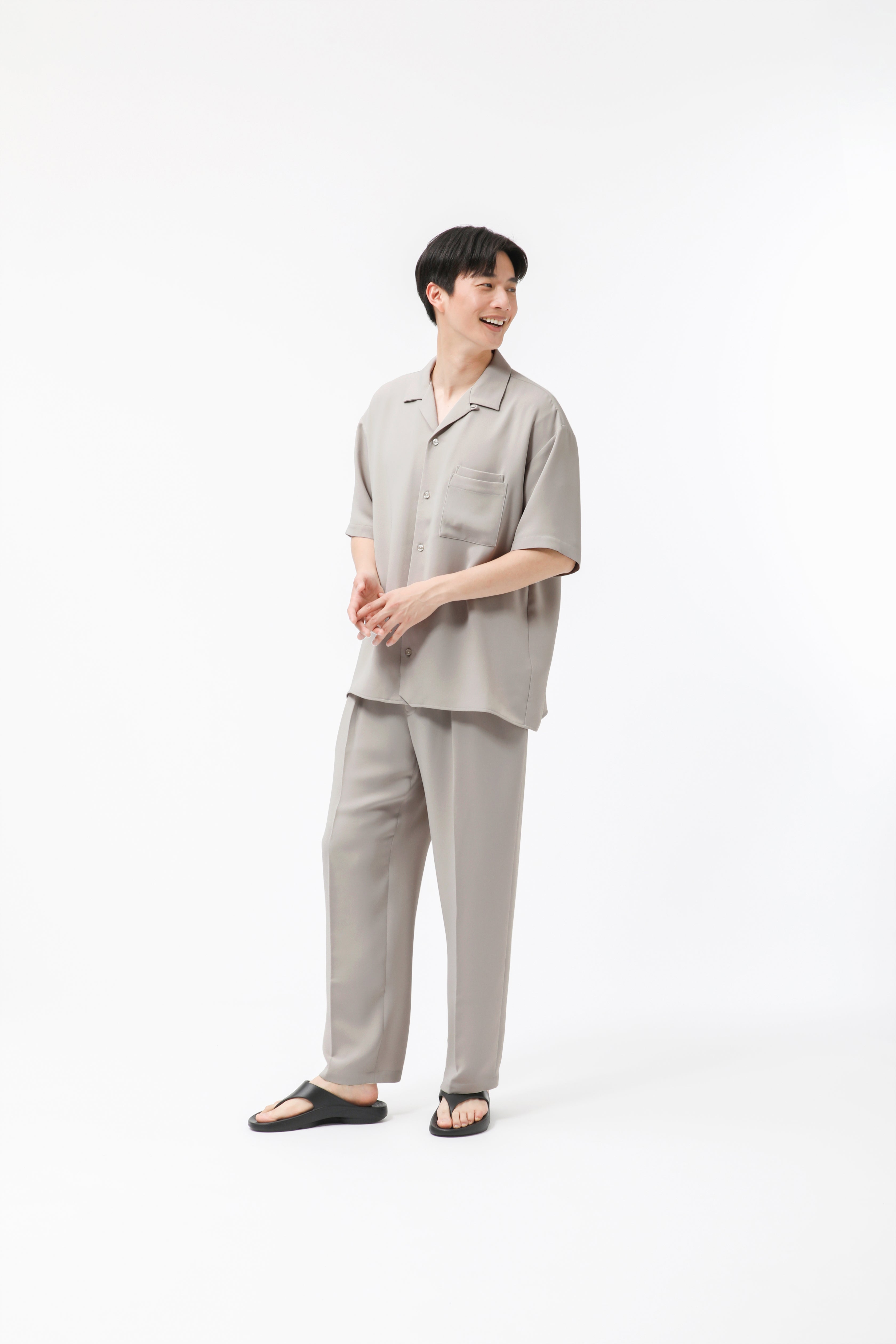 MIGARU Dry Short Sleeve Shirt Open Collar / Long Pants