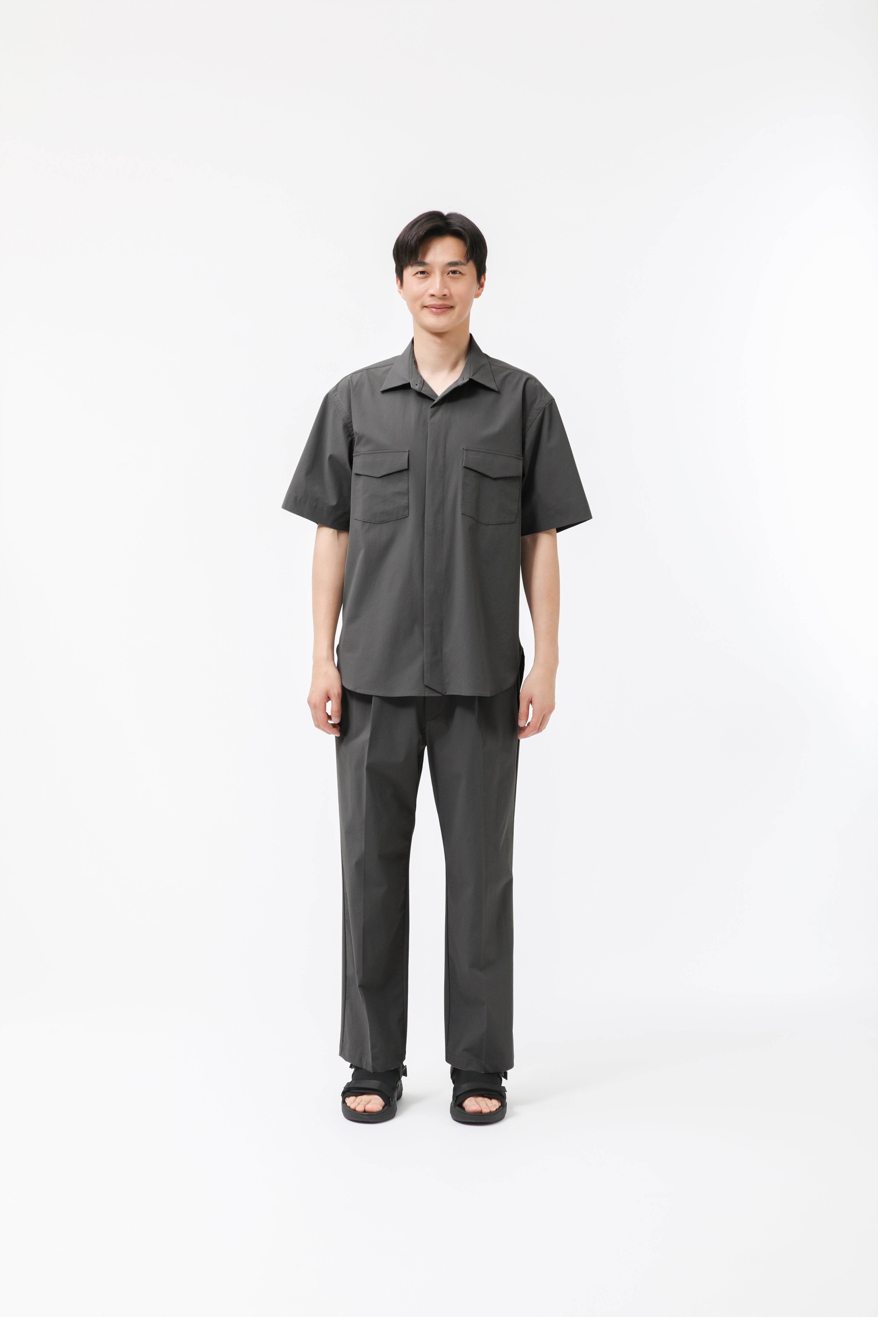 MIGARU Seersucker Short Sleeve Shirt / Long Pants
