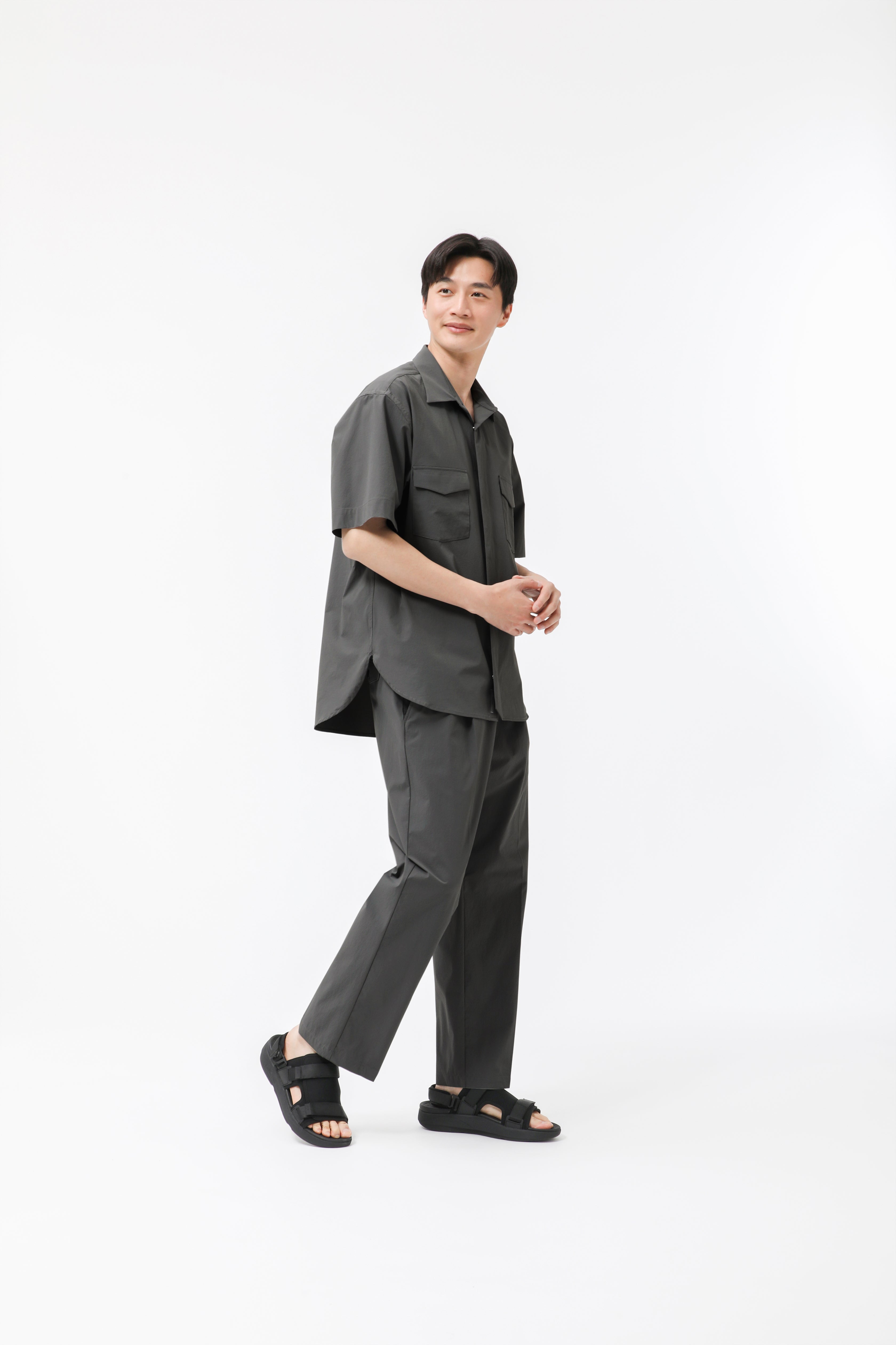 MIGARU Seersucker Short Sleeve Shirt / Long Pants