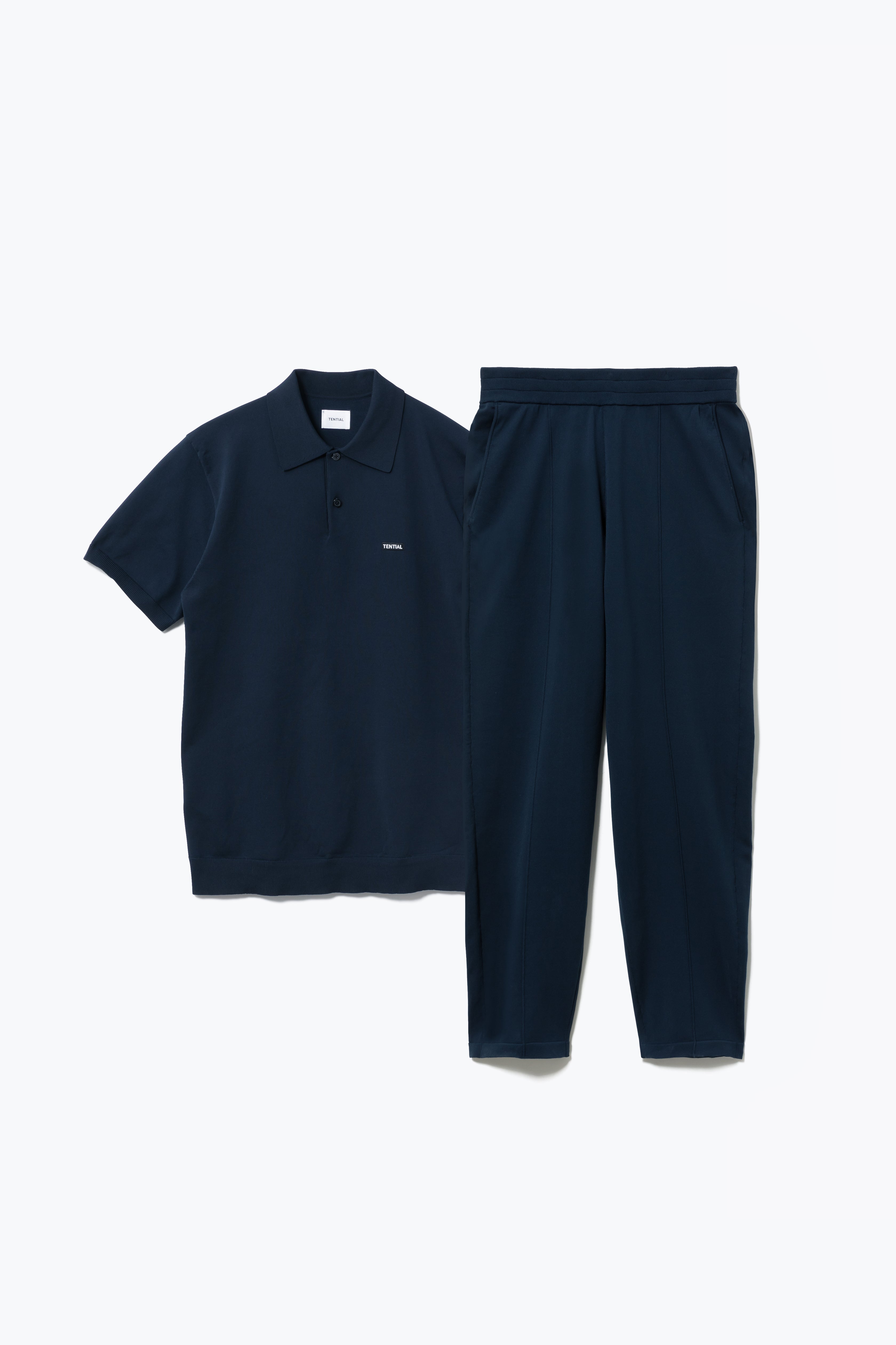 MIGARU Light Knit Short Sleeve Polo Shirt / Long Pants