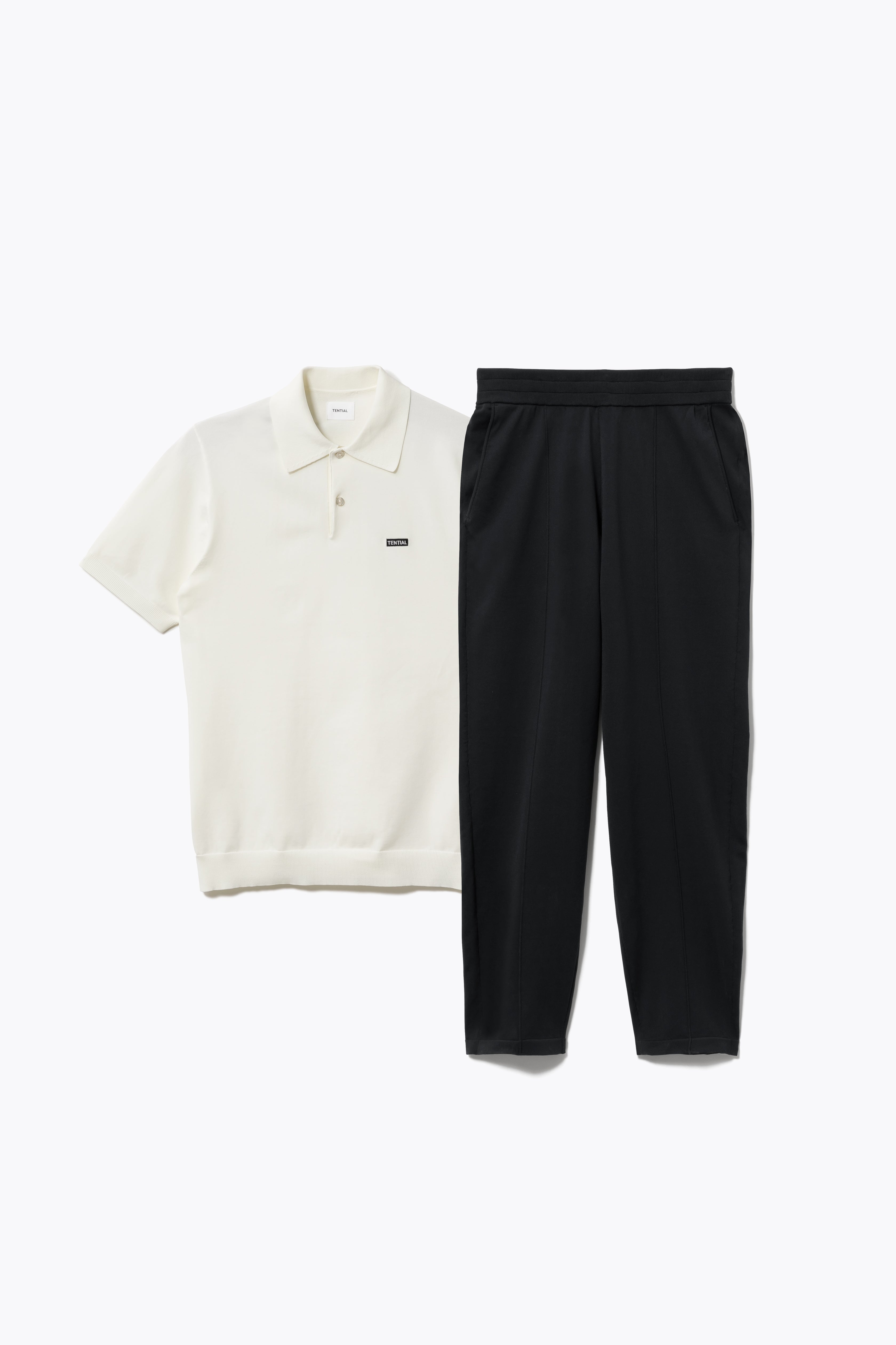 MIGARU Light Knit Short Sleeve Polo Shirt / Long Pants