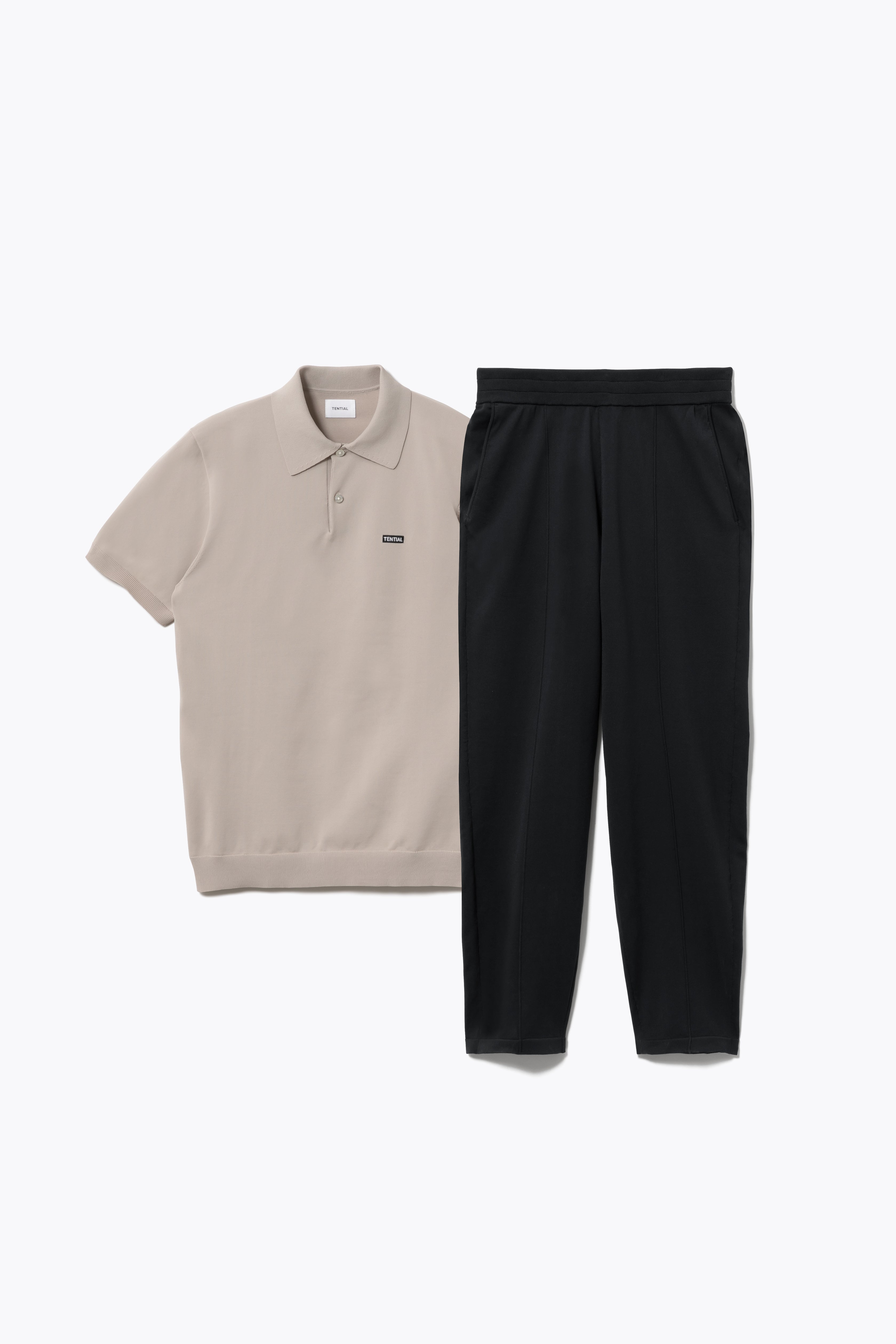 MIGARU Light Knit Short Sleeve Polo Shirt / Long Pants