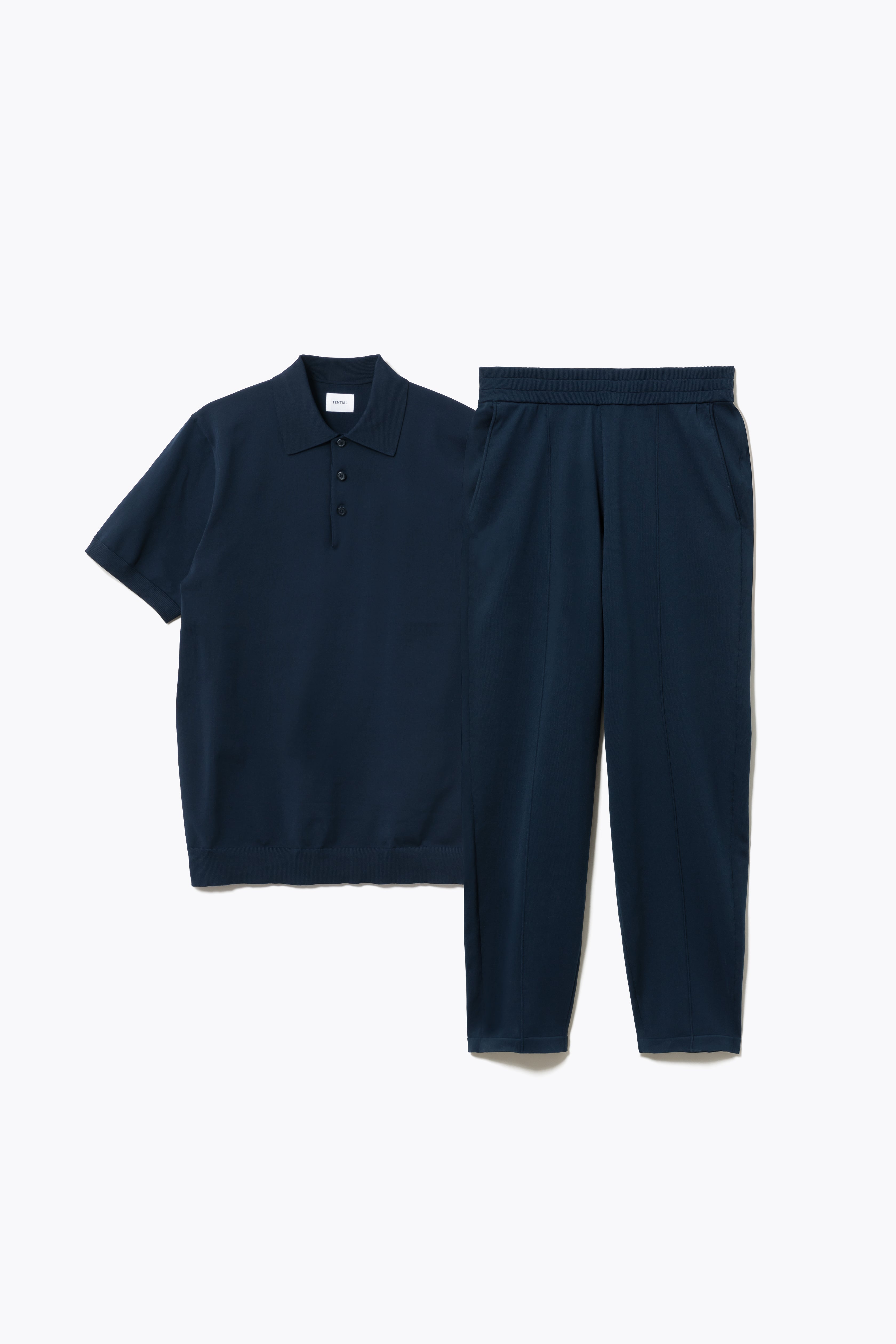MIGARU Light Knit Short Sleeve Tailored Polo Shirt / Long Pants