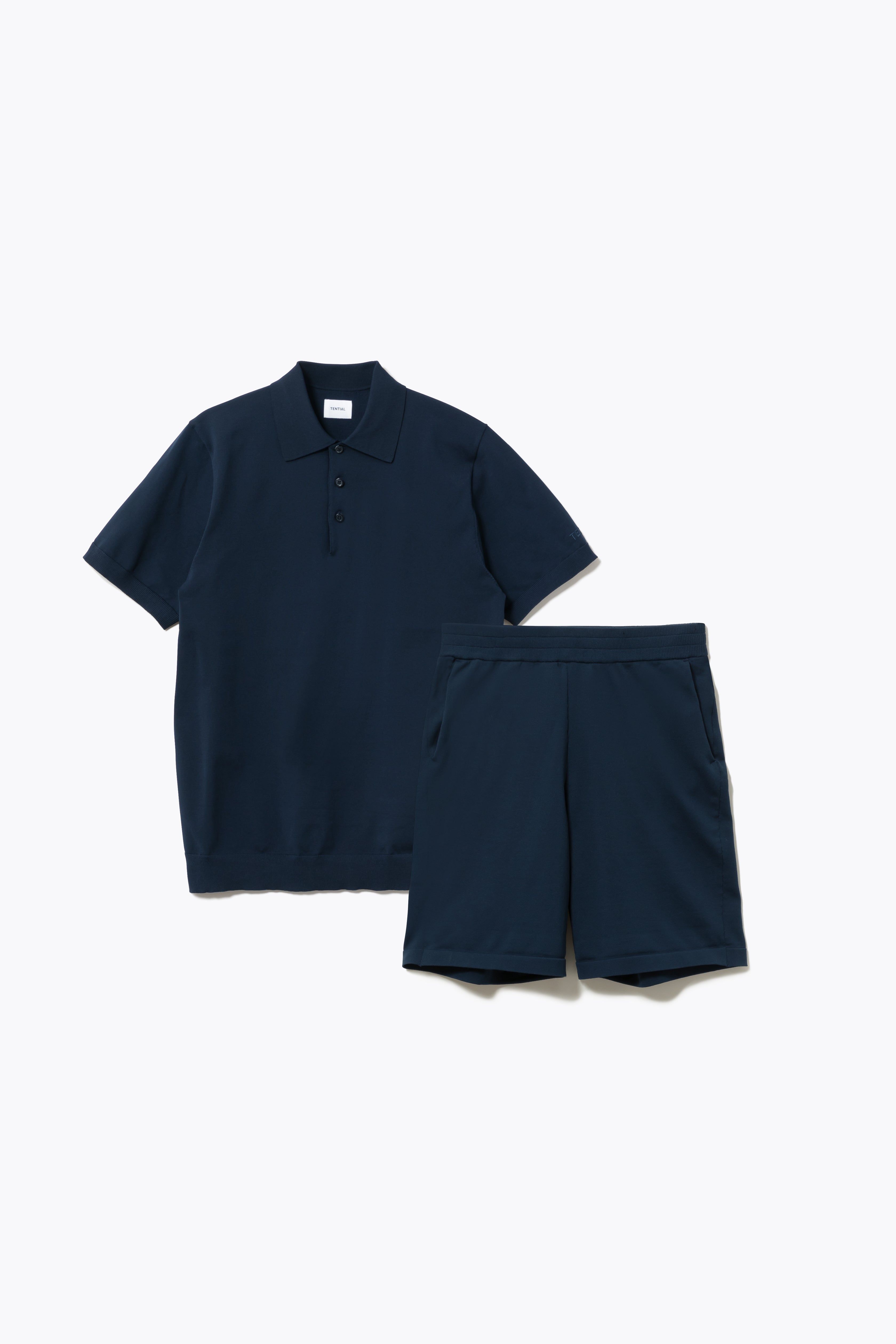 MIGARU Light Knit Short Sleeve Tailored Polo Shirt / Short Pants