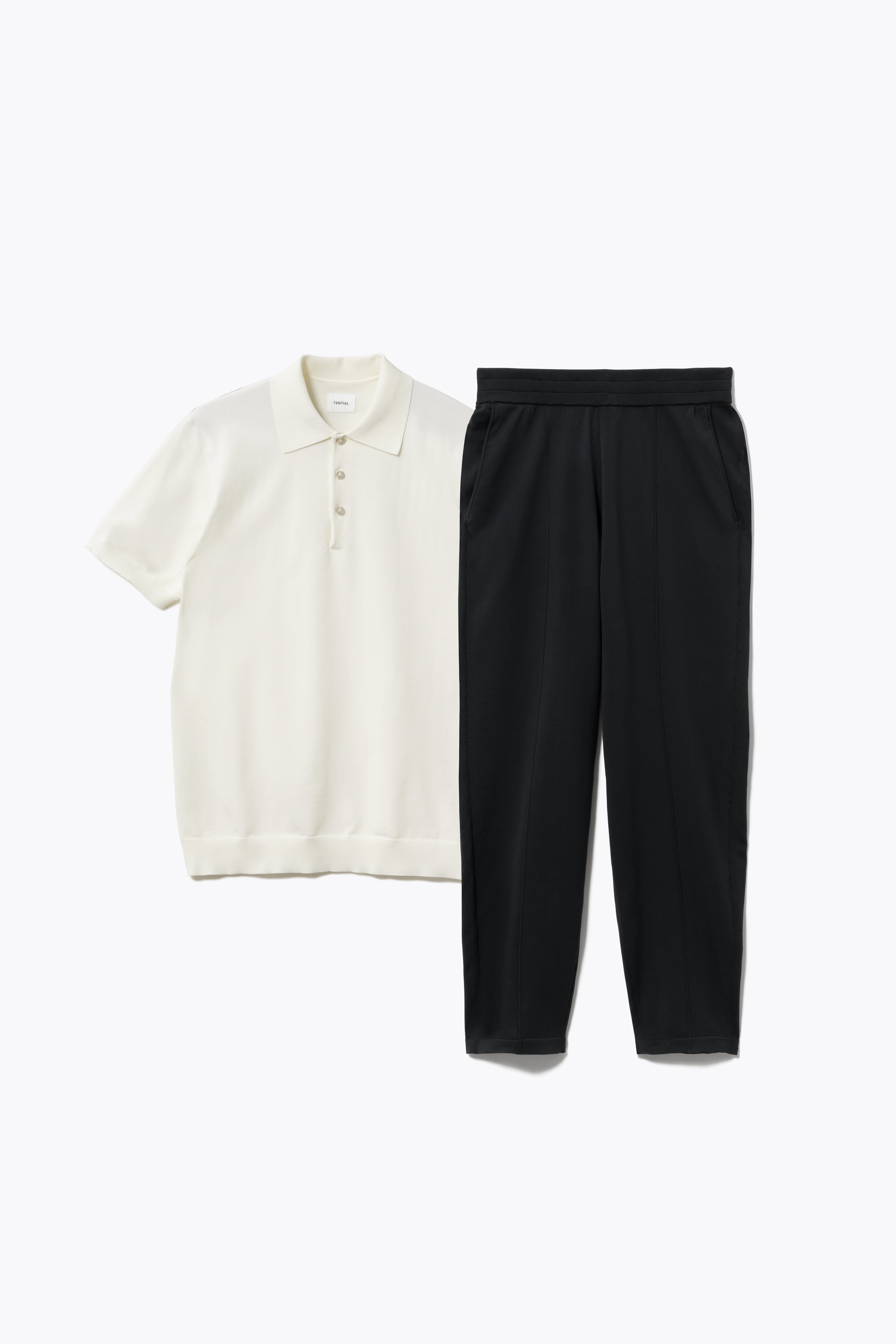 MIGARU Light Knit Short Sleeve Tailored Polo Shirt / Long Pants