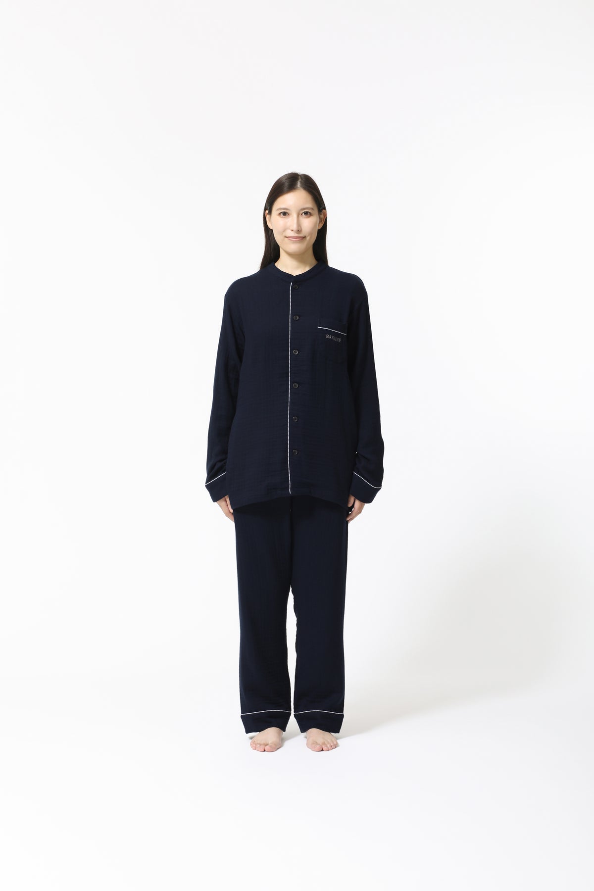 BAKUNE Pajamas Gauze Band Collar Long Setup - TENTIAL
