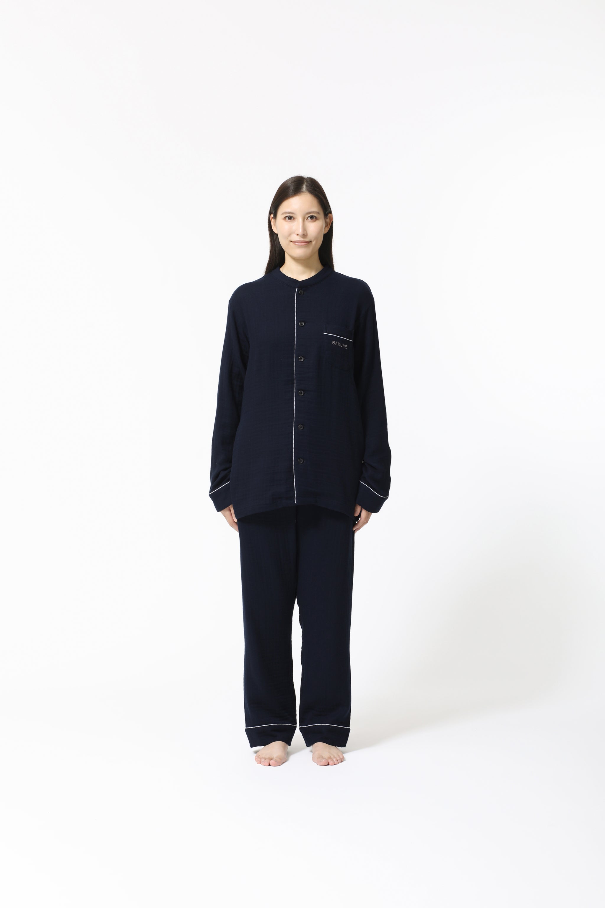 BAKUNE Pajamas Gauze Band Collar Long Setup - TENTIAL