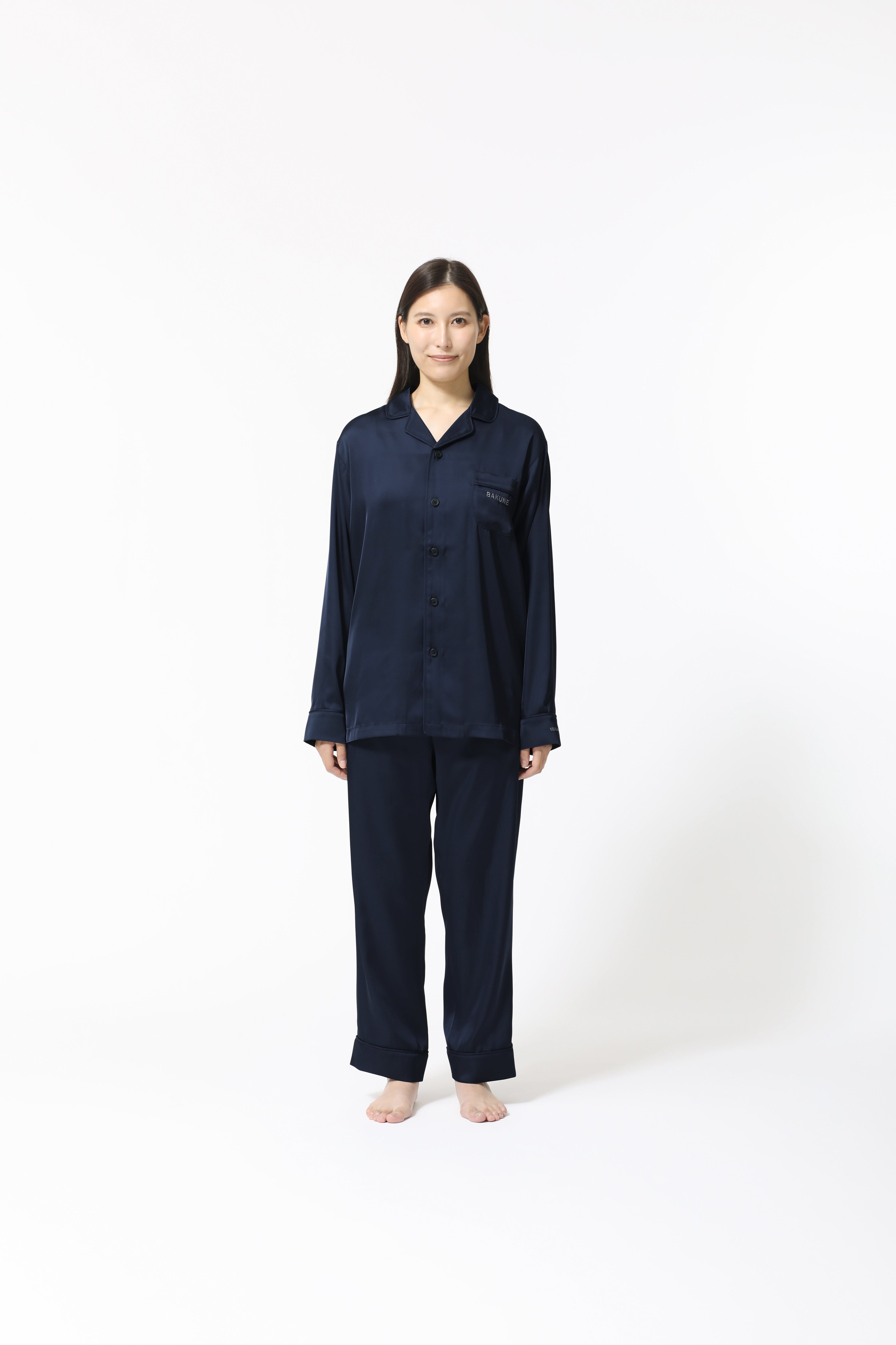 BAKUNE Pajamas Satin Long Sleeve Shirt / Long Pants