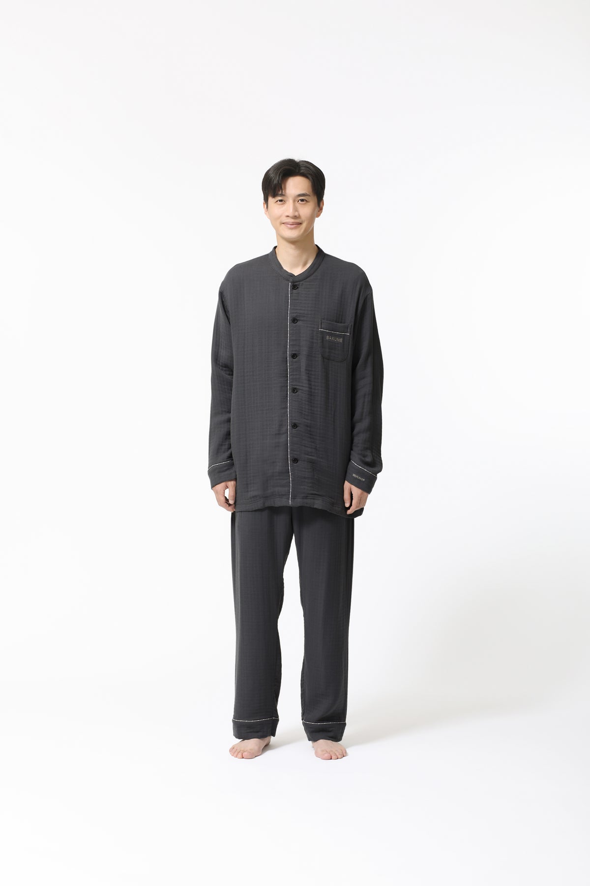 BAKUNE Pajamas Gauze Band Collar Long Setup - TENTIAL