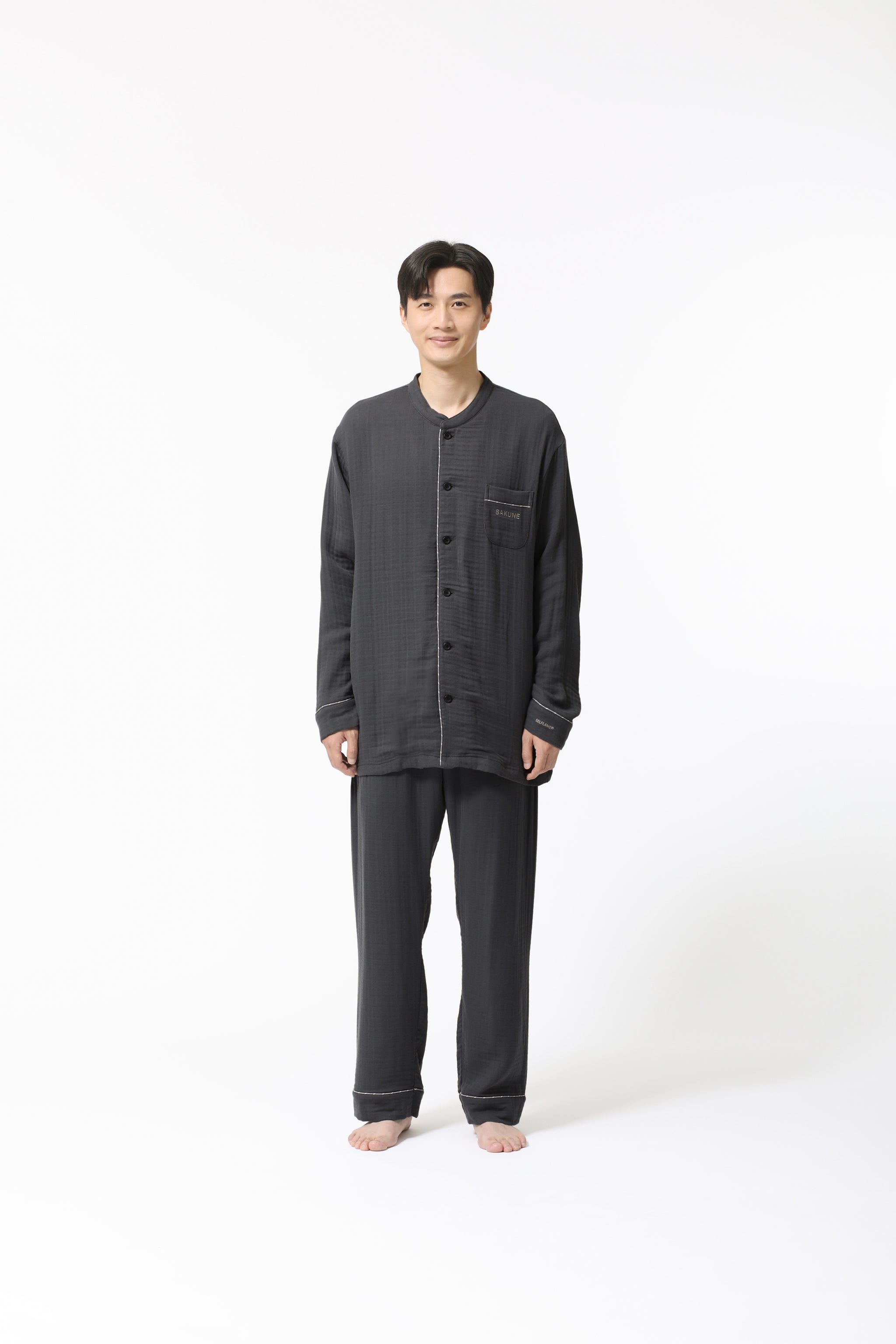 BAKUNE Pajamas Gauze Band Collar Long Setup - TENTIAL