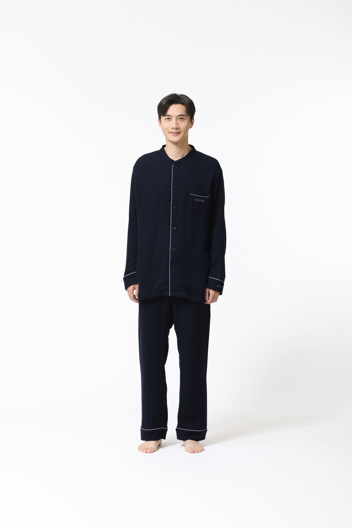 BAKUNE Pajamas Gauze Band Collar Long Setup - TENTIAL
