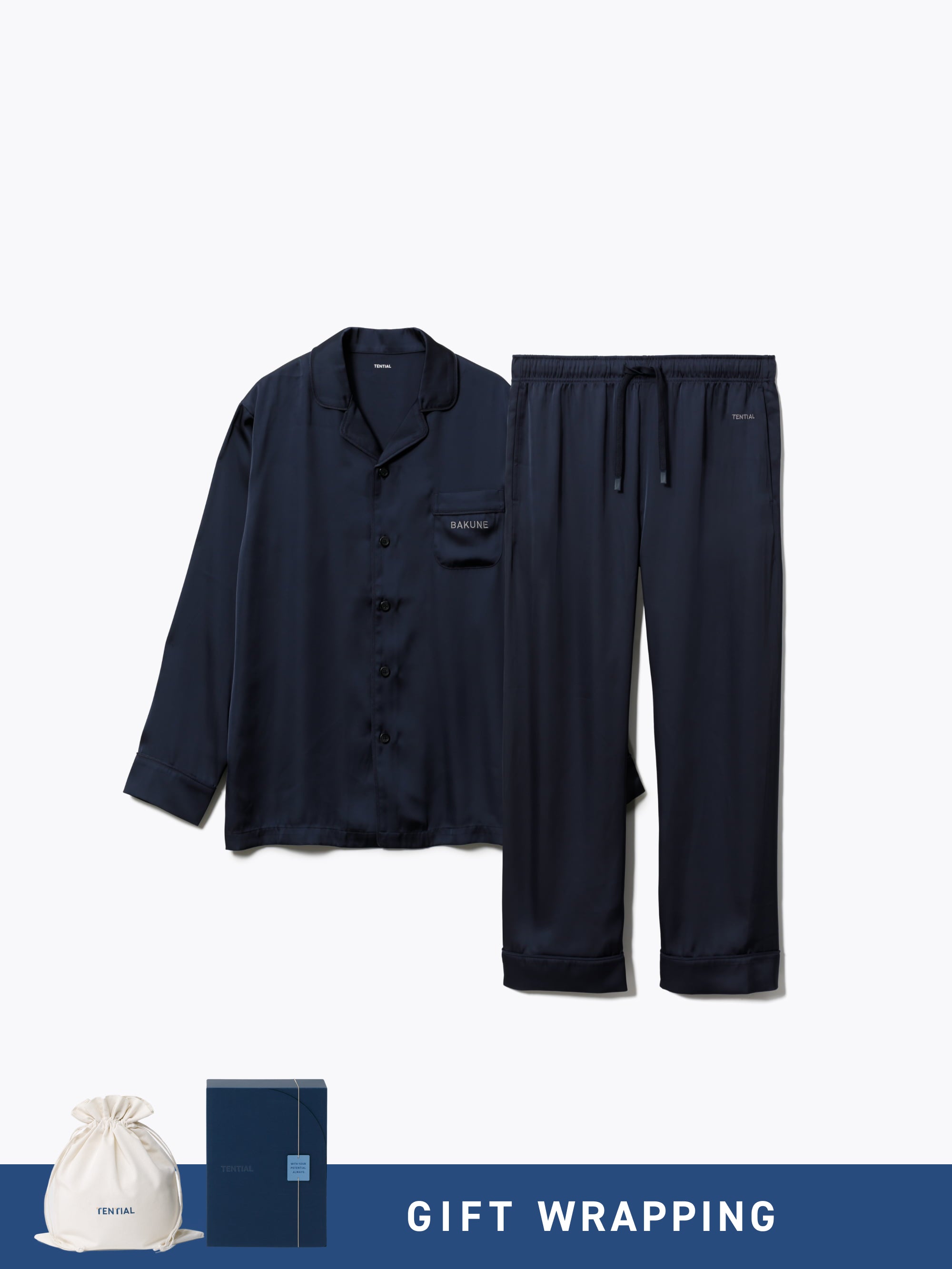 Gift Set - BAKUNE Pajamas Satin Long Setup - TENTIAL